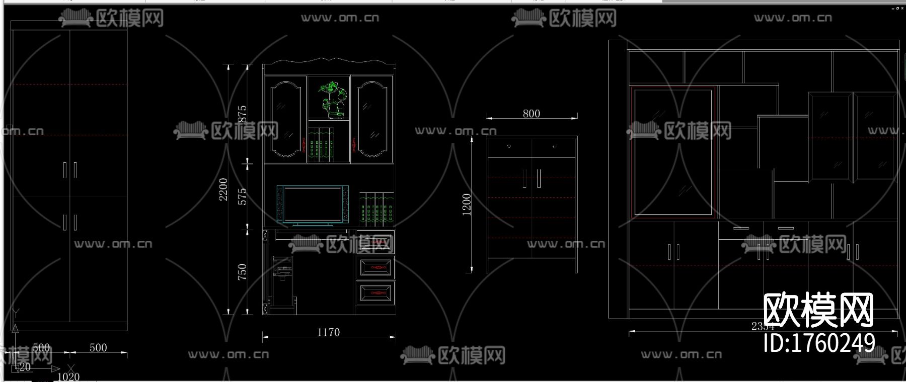 柜体衣柜cad图库下载（渲染图8）