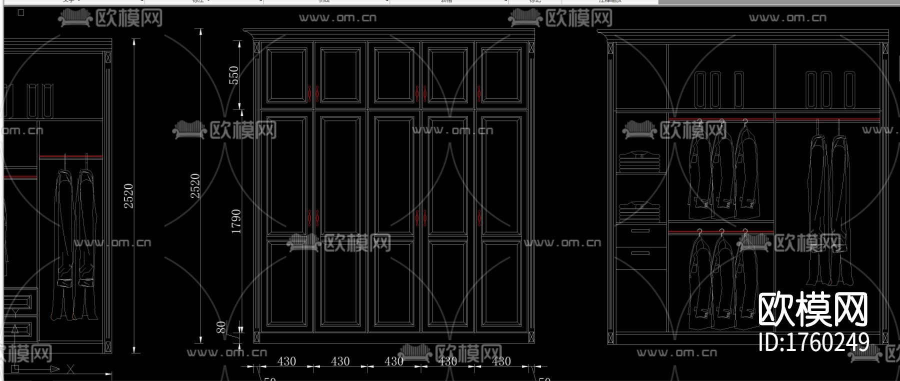 柜体衣柜cad图库下载（渲染图2）
