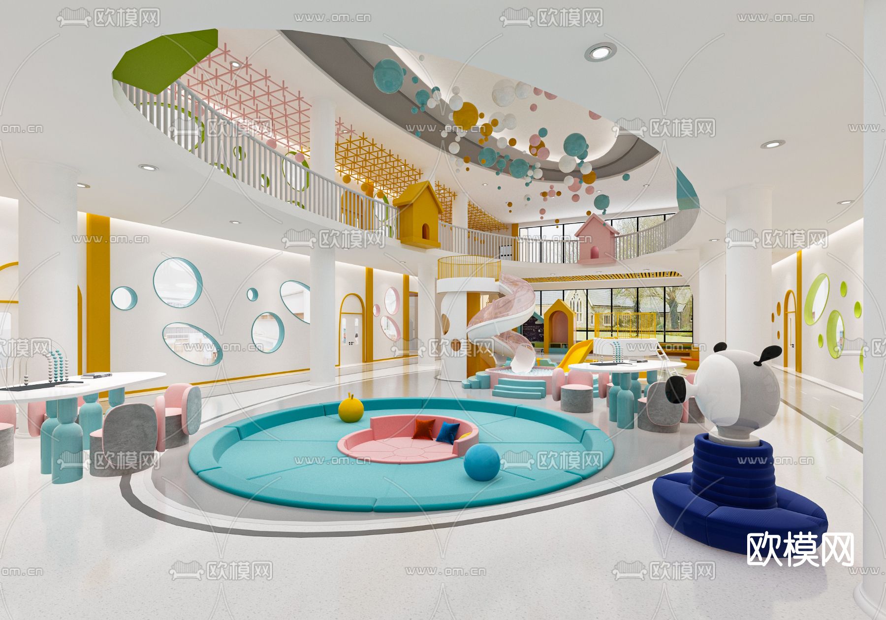 现代幼儿园大厅3d模型