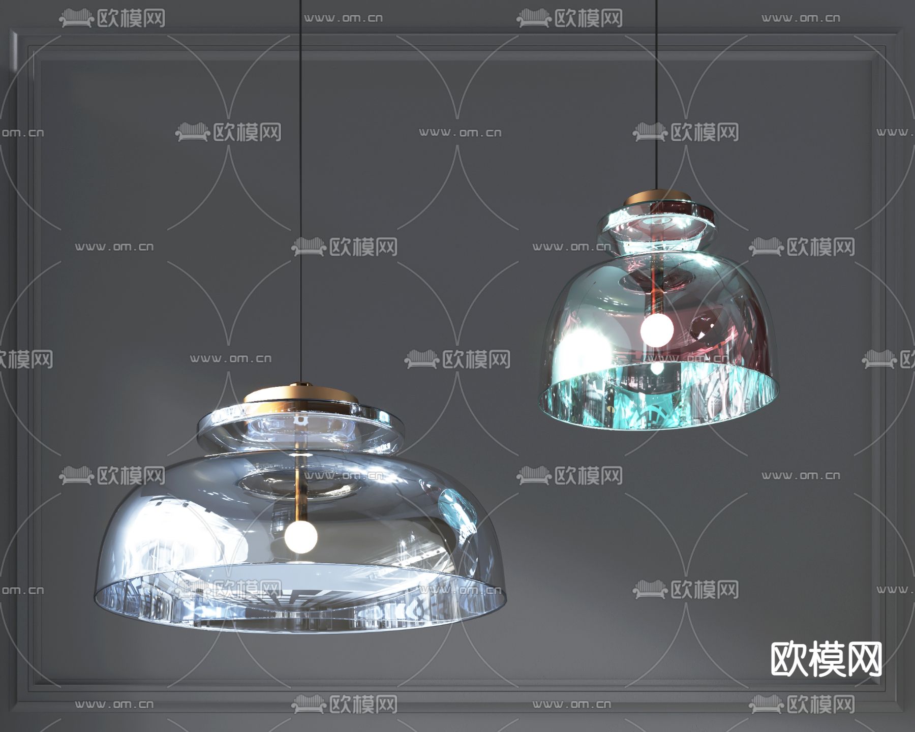 现代玻璃小吊灯3d模型