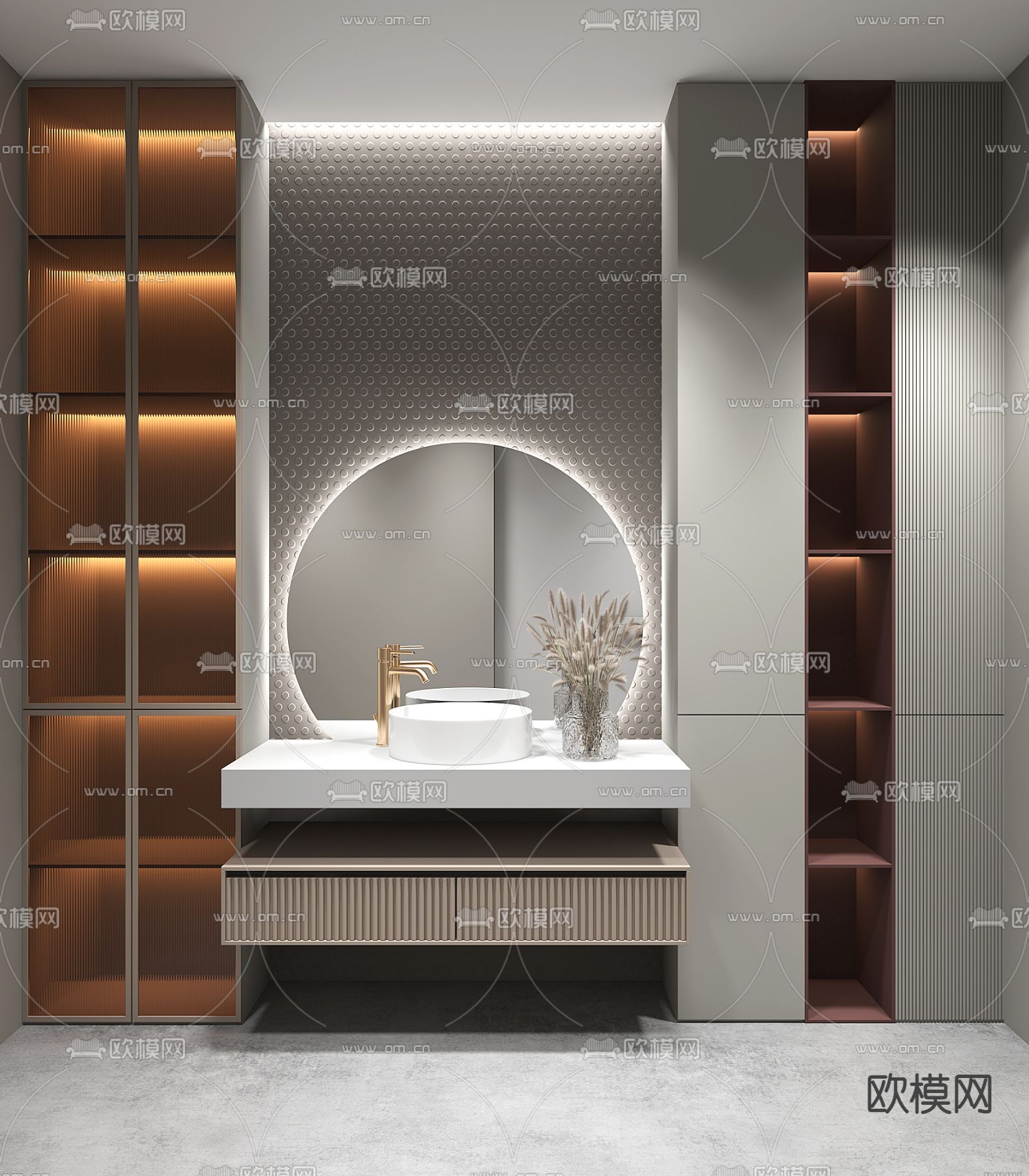 现代浴室柜双盆洗手台3d模型