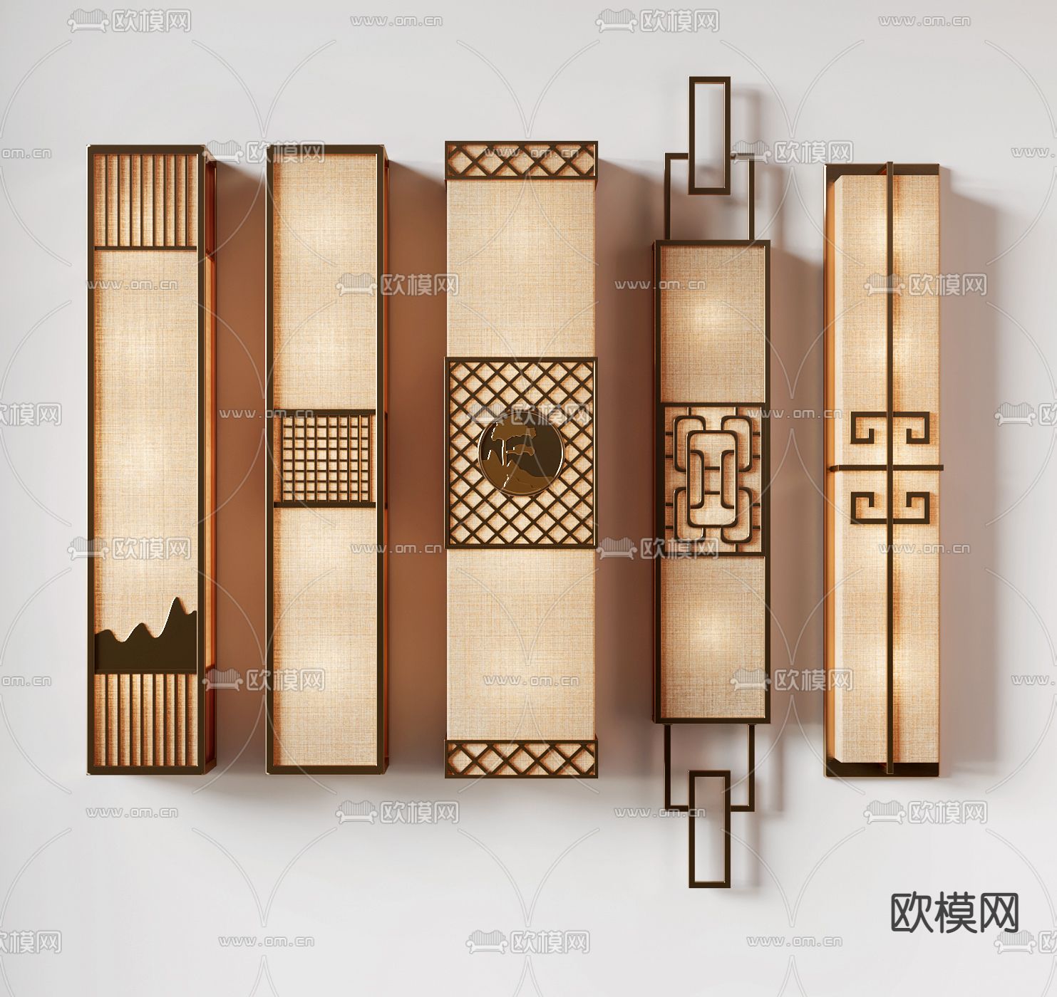 新中式布艺壁灯3d模型