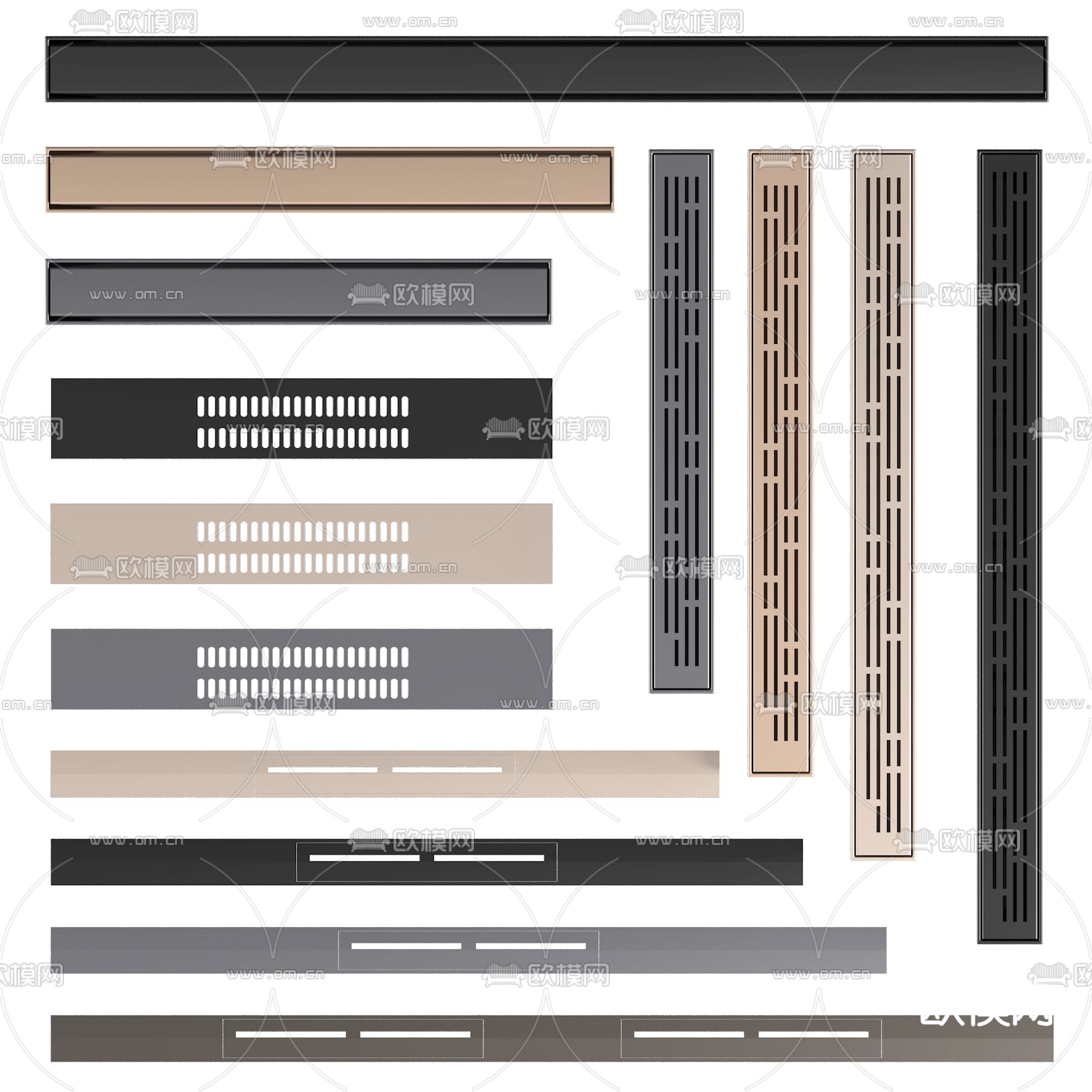 现代淋浴房长形地漏3d模型下载