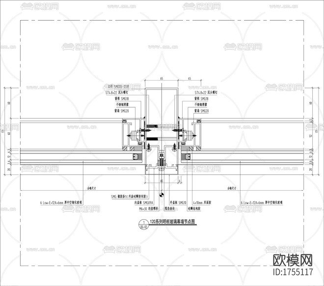 玻璃幕墙cad节点大样图下载(渲染图3)