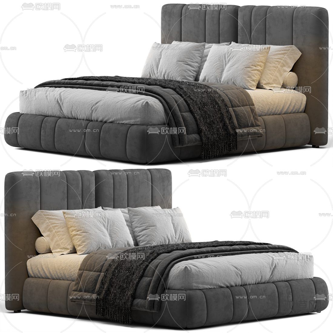 Natuzzi 现代布艺双人床3d模型下载