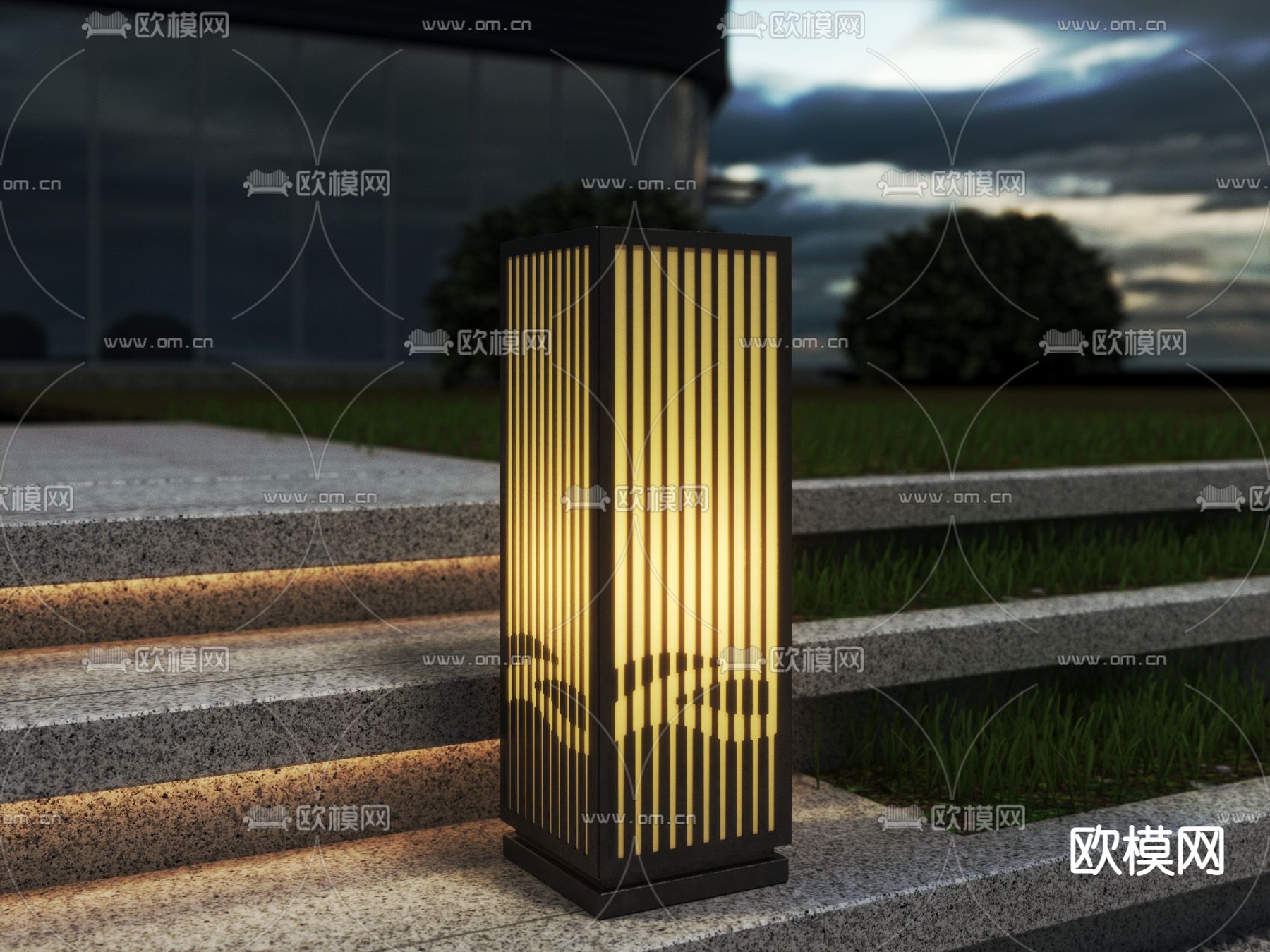 新中式户外灯草坪灯3d模型下载