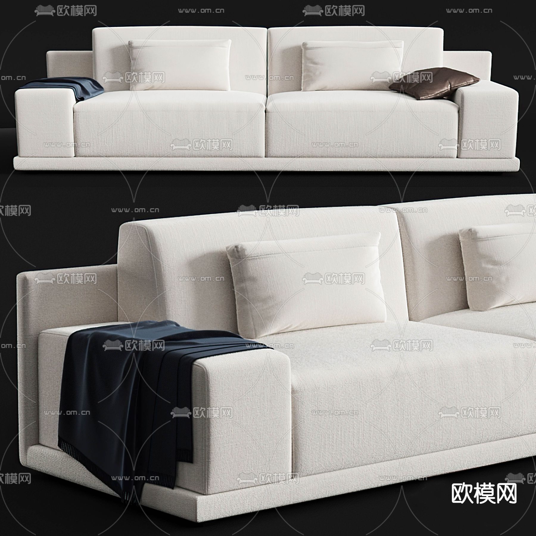现代布艺双人沙发3d模型