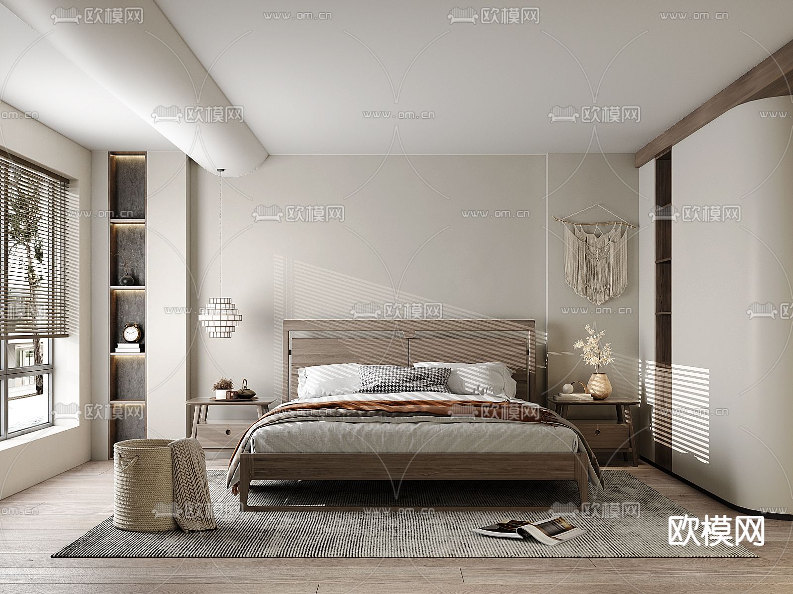 北欧卧室主人房3d模型下载