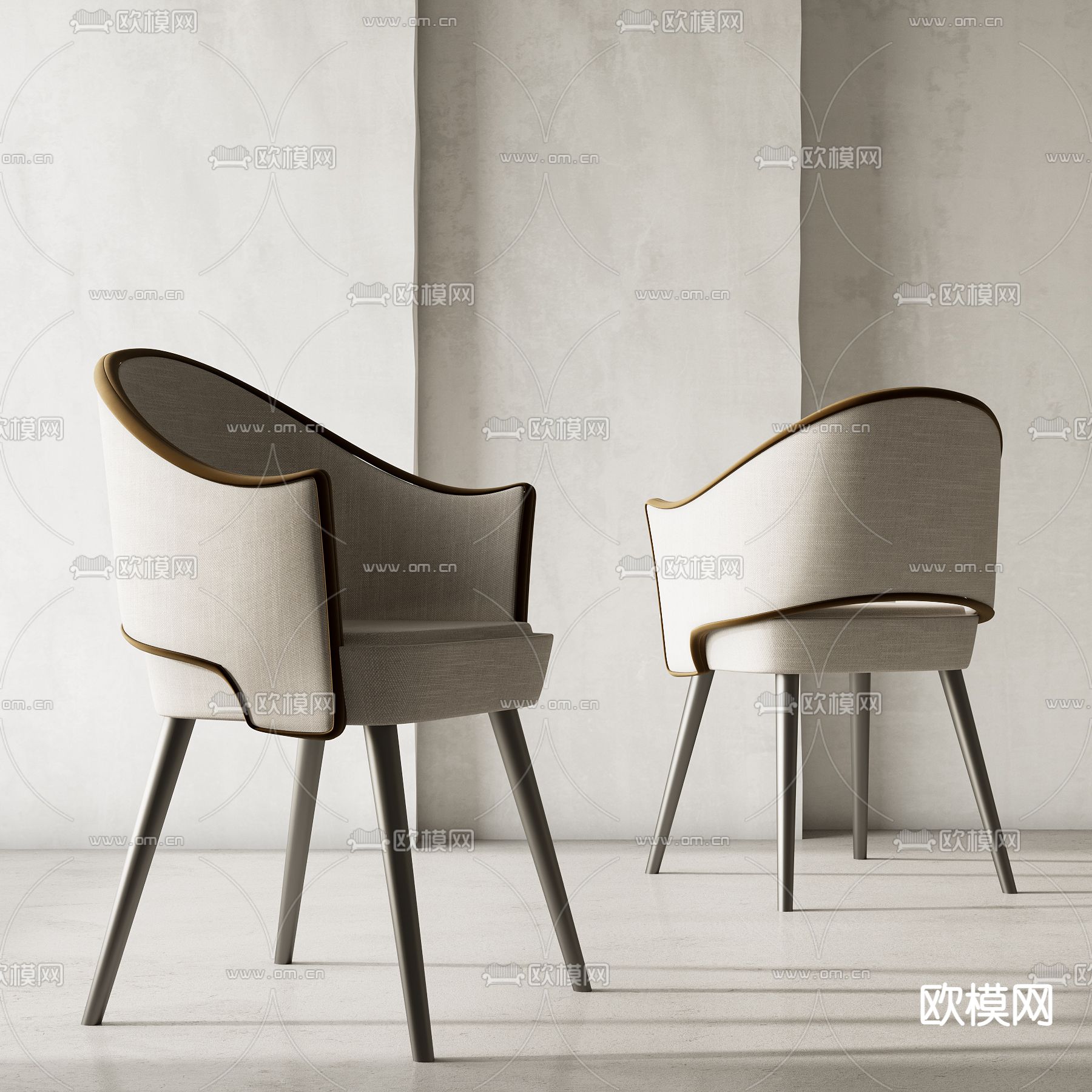 现代布艺单椅餐椅3d模型下载