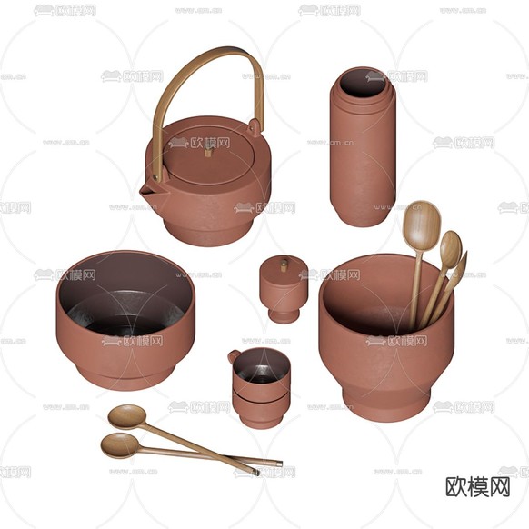 北欧陶瓷餐具3d模型下载(渲染图2)