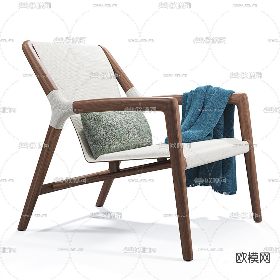 北欧实木休闲椅3d模型