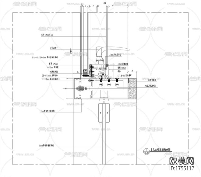 玻璃幕墙cad节点大样图下载(渲染图6)
