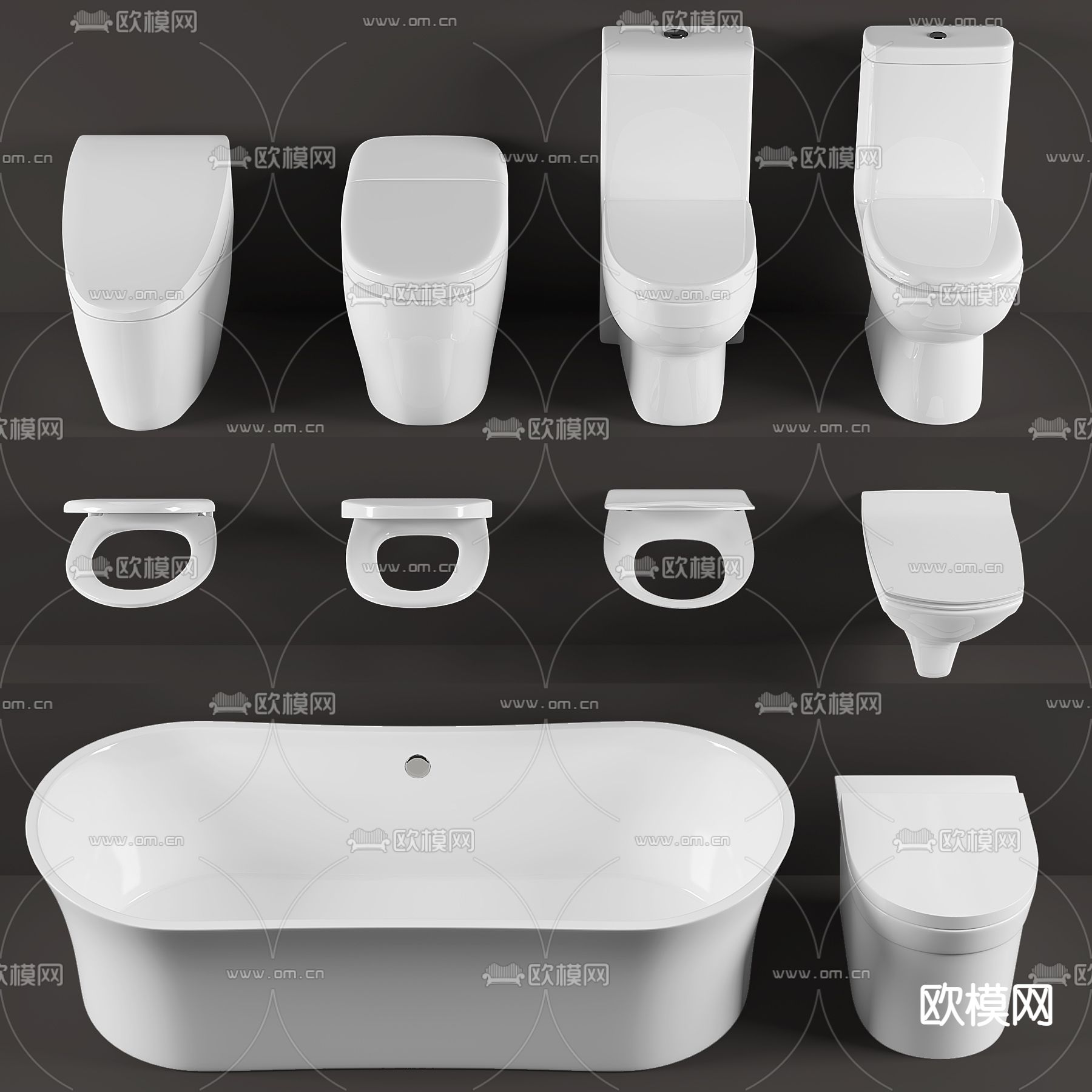 现代马桶马桶盖3d模型下载