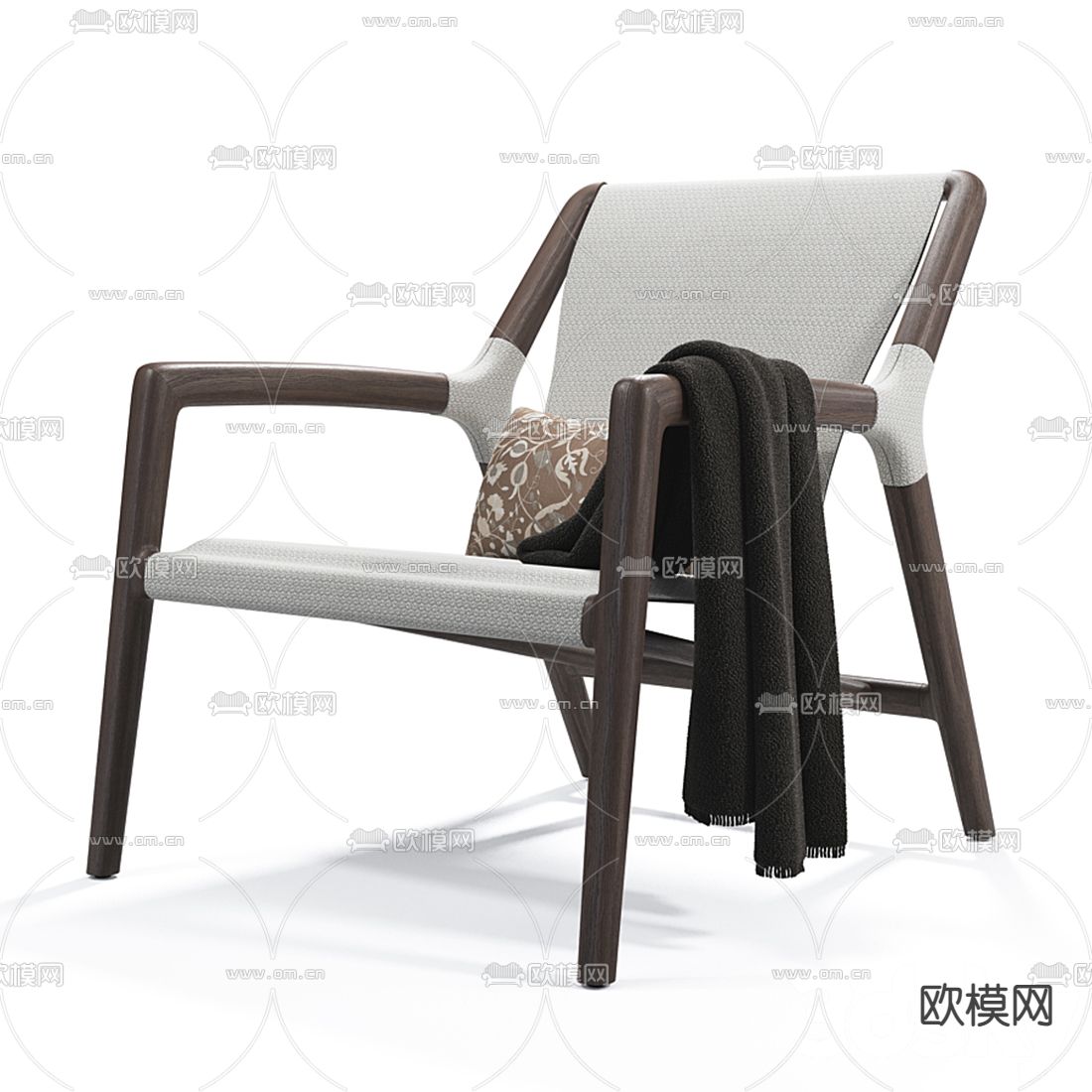 北欧实木休闲椅3d模型