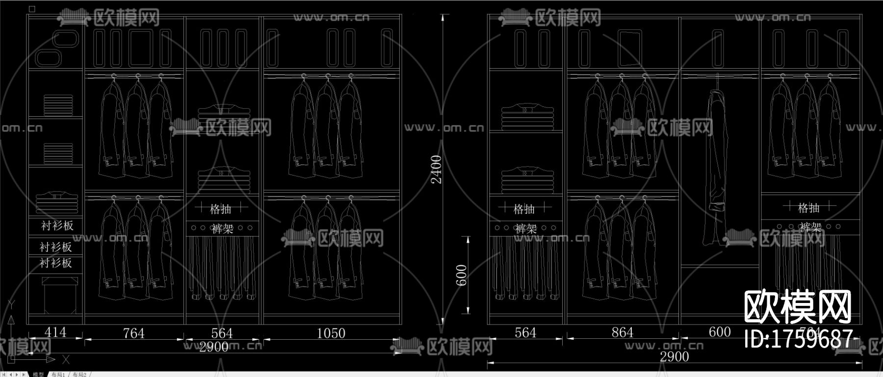 衣柜结构cad图库下载（渲染图10）