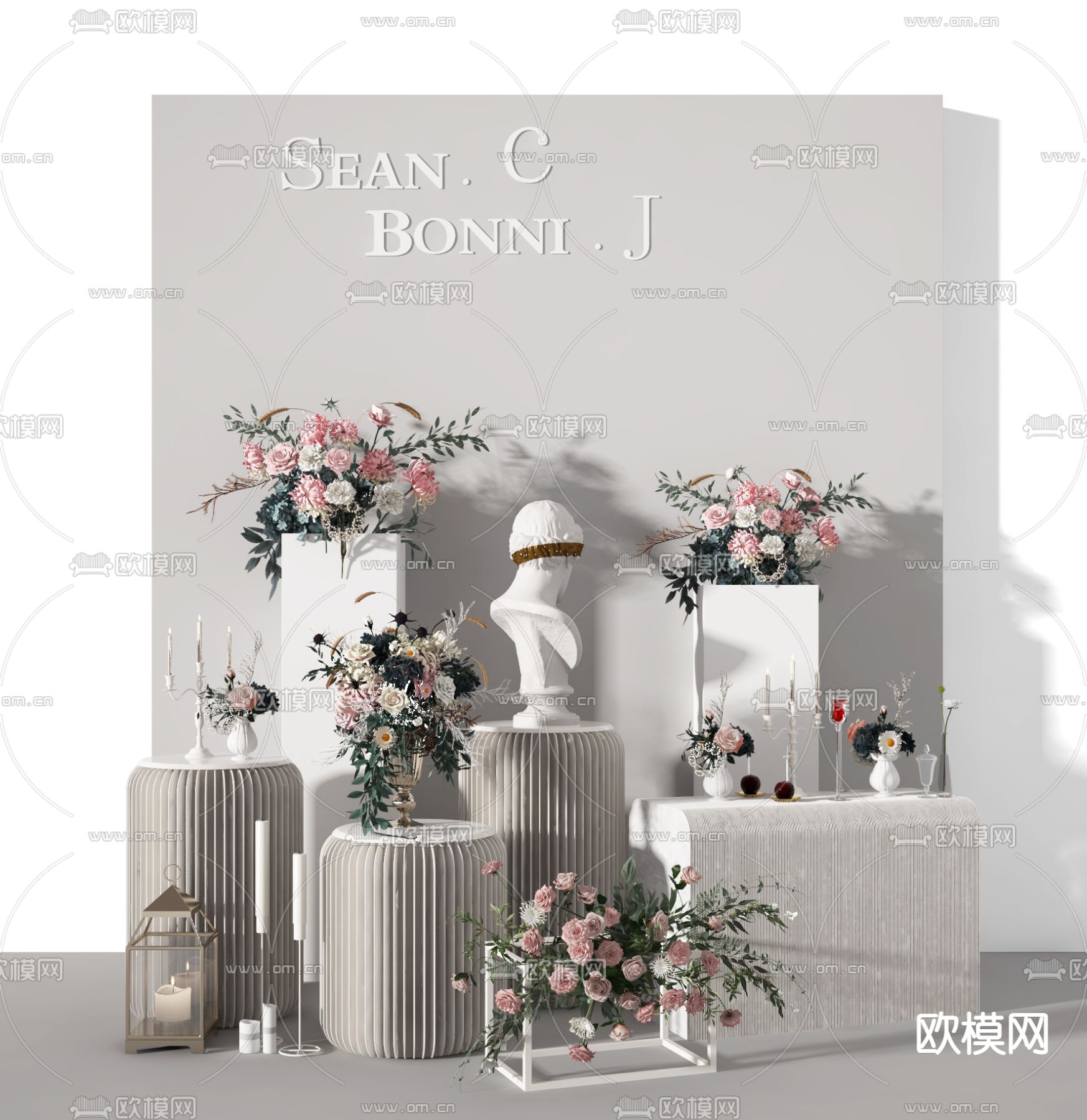 现代婚庆花艺美陈3d模型