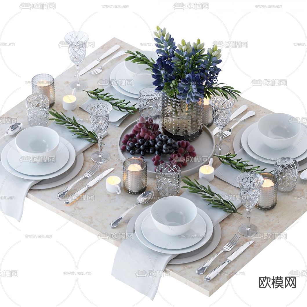现代刀叉餐具花瓶3d模型