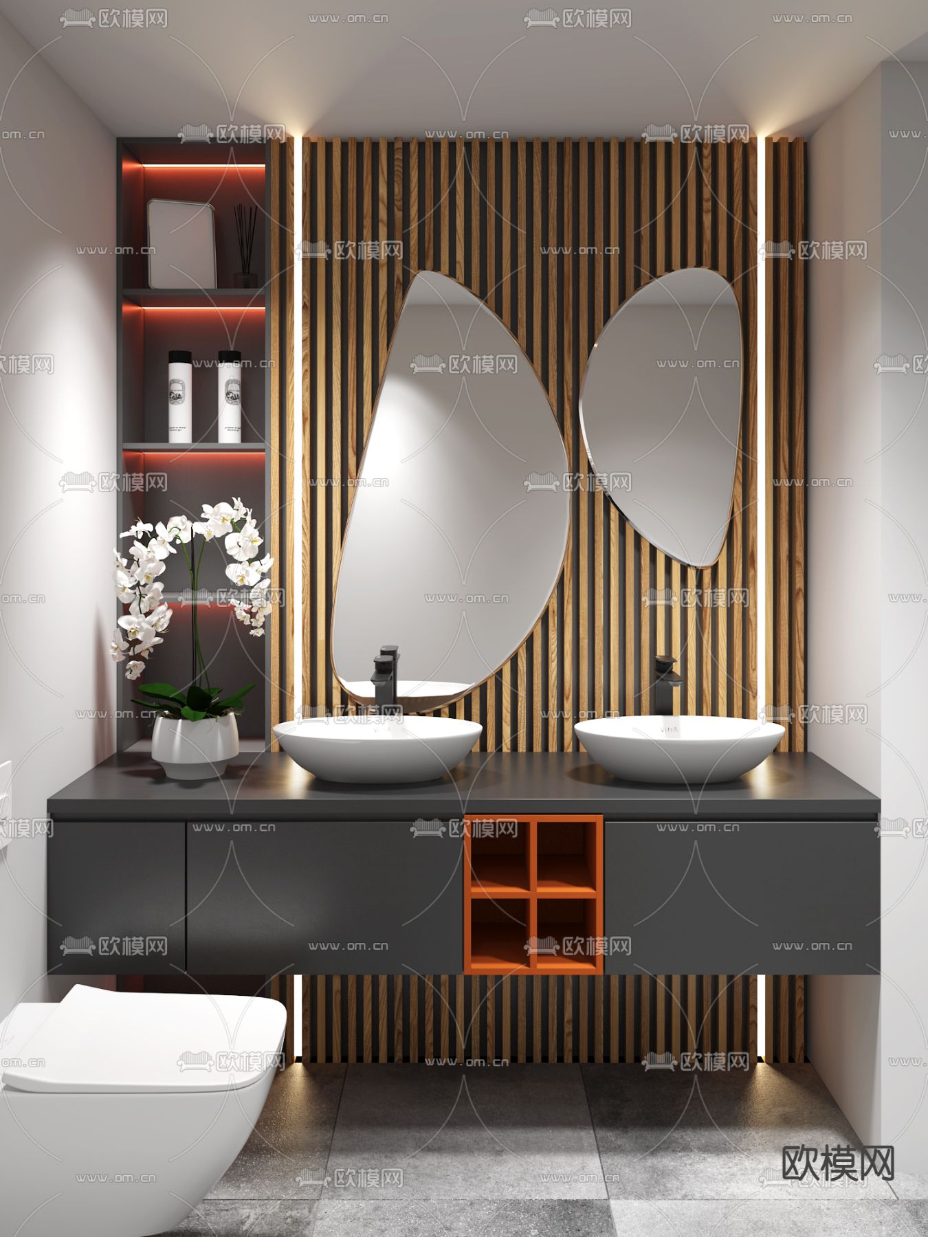 现代浴室柜洗手台3d模型下载