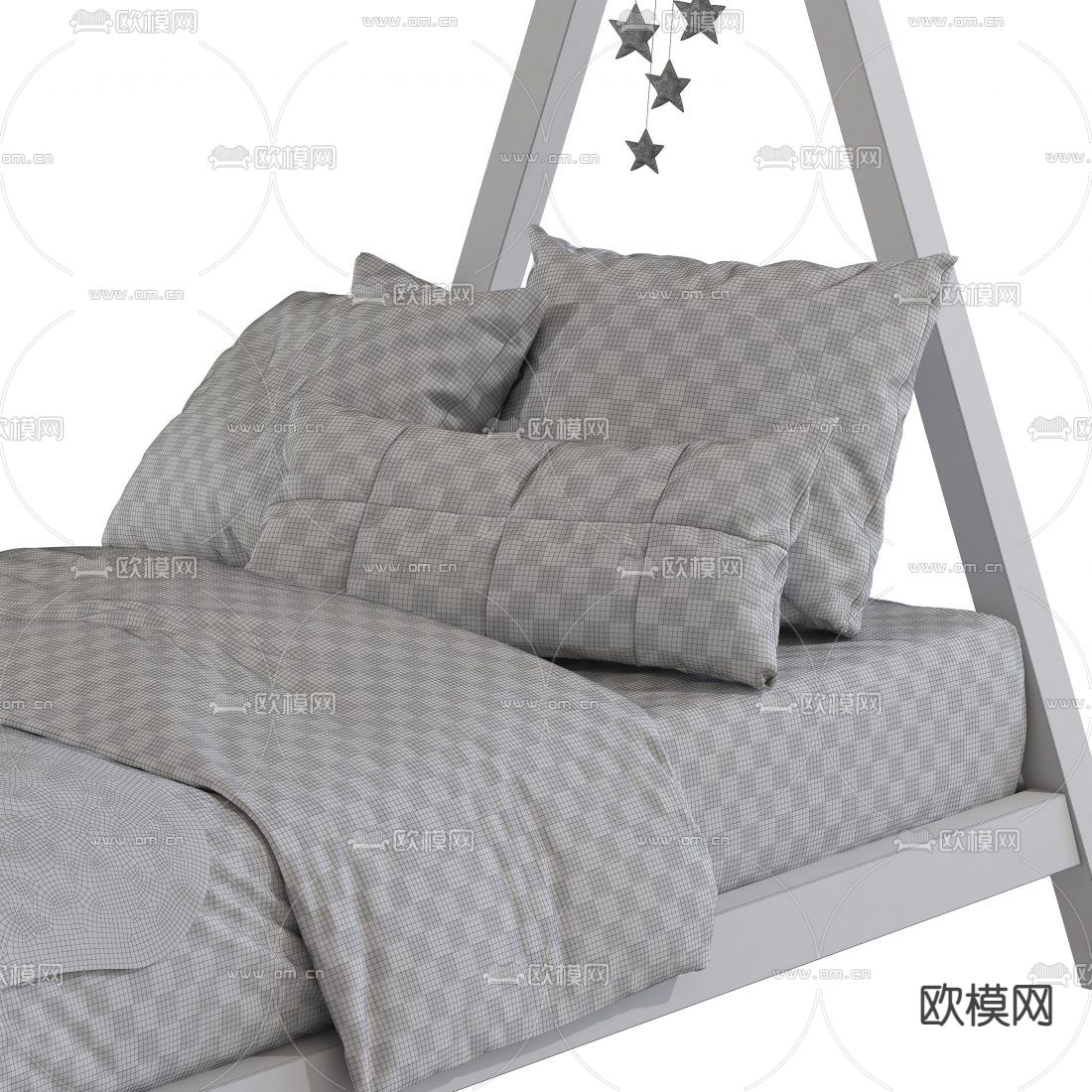 北欧实木儿童床3d模型