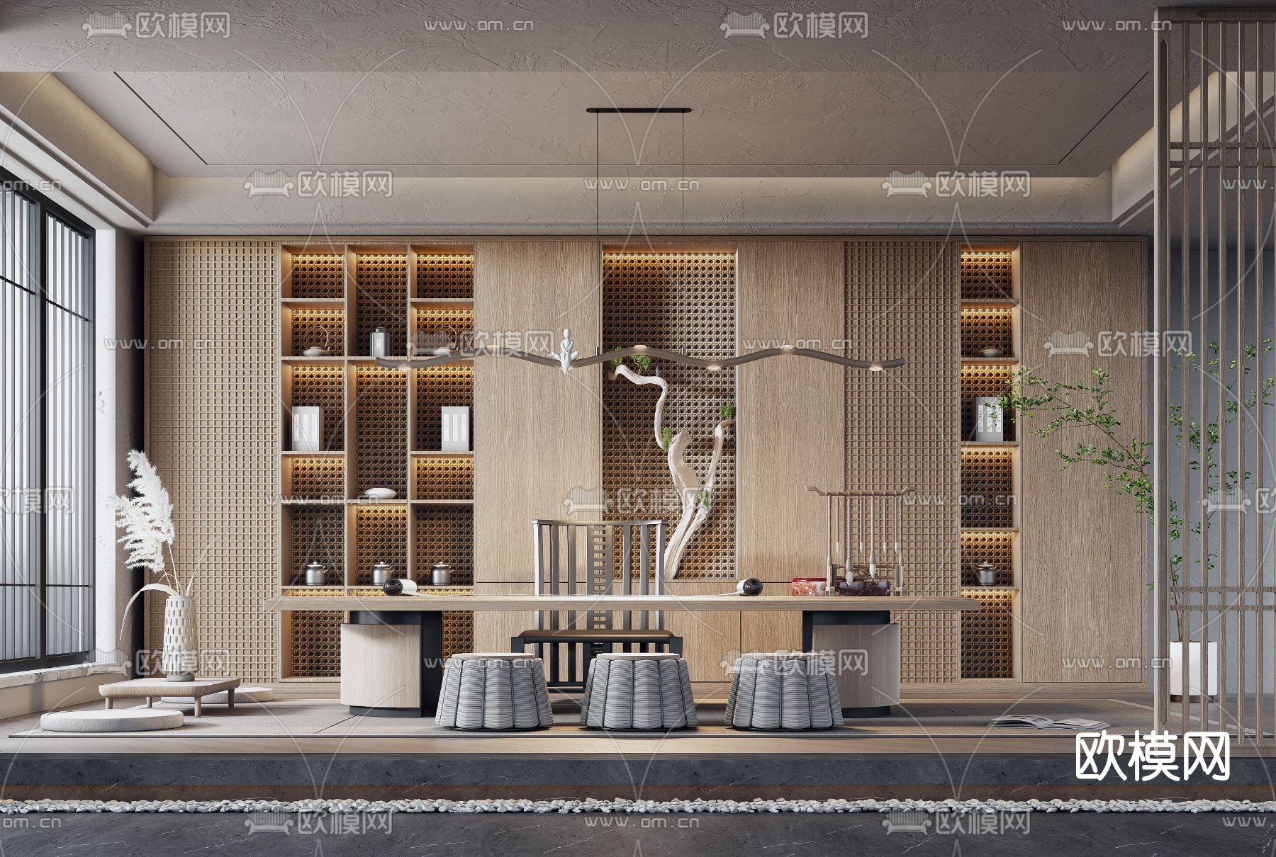 新中式书房3d模型