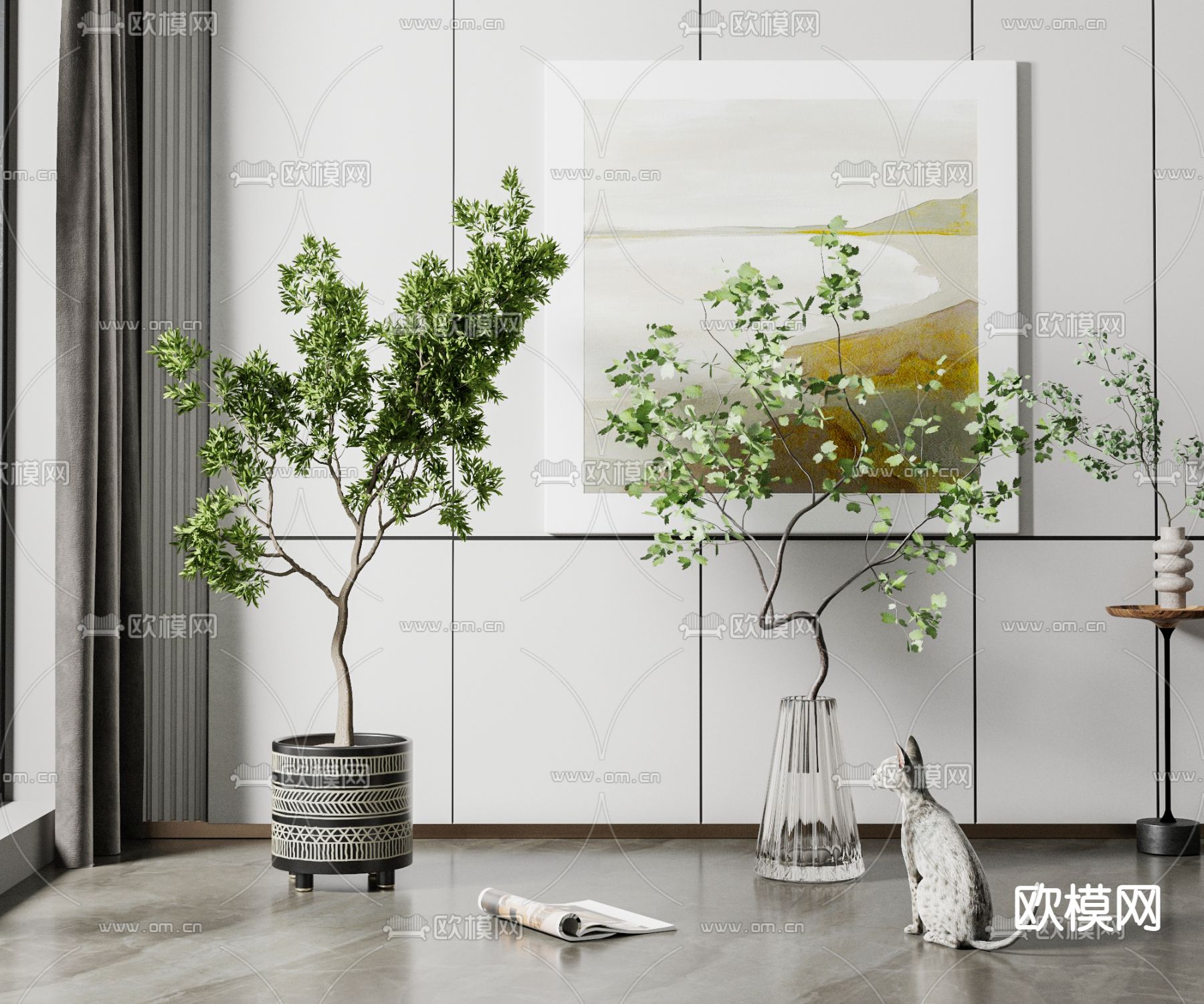现代绿植盆栽3d模型
