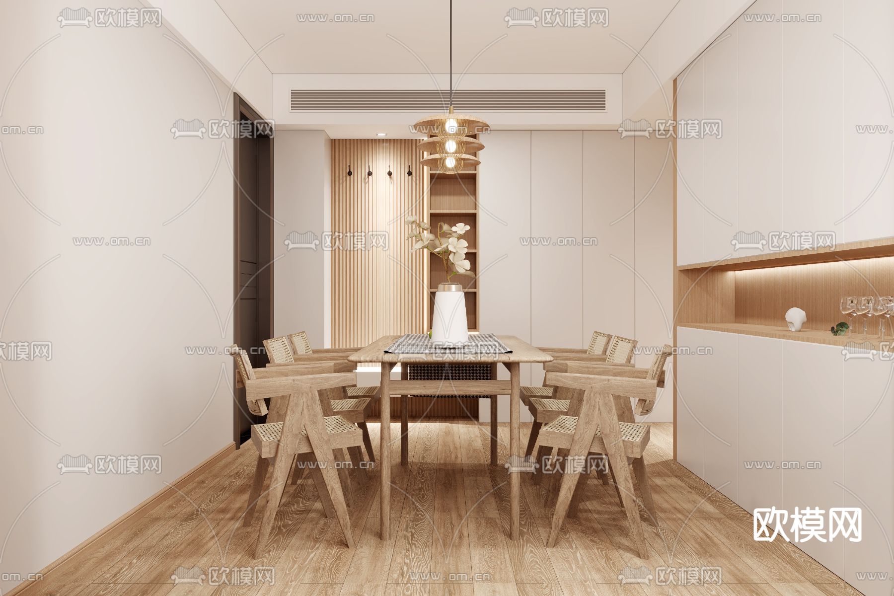 日式客餐厅3d模型下载（渲染图3）