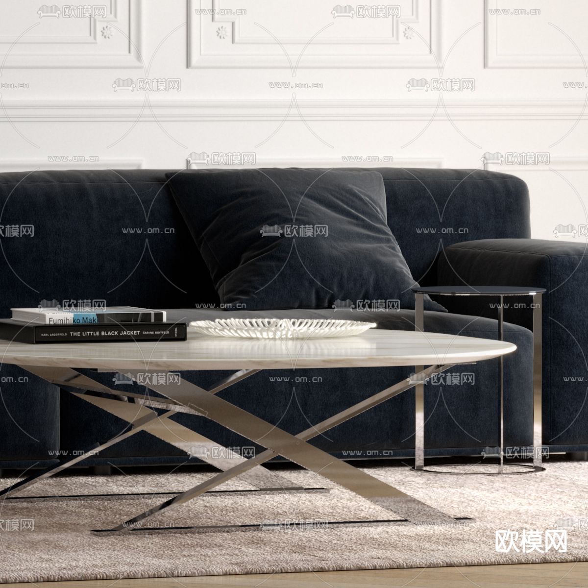 现代绒布双人沙发3d模型