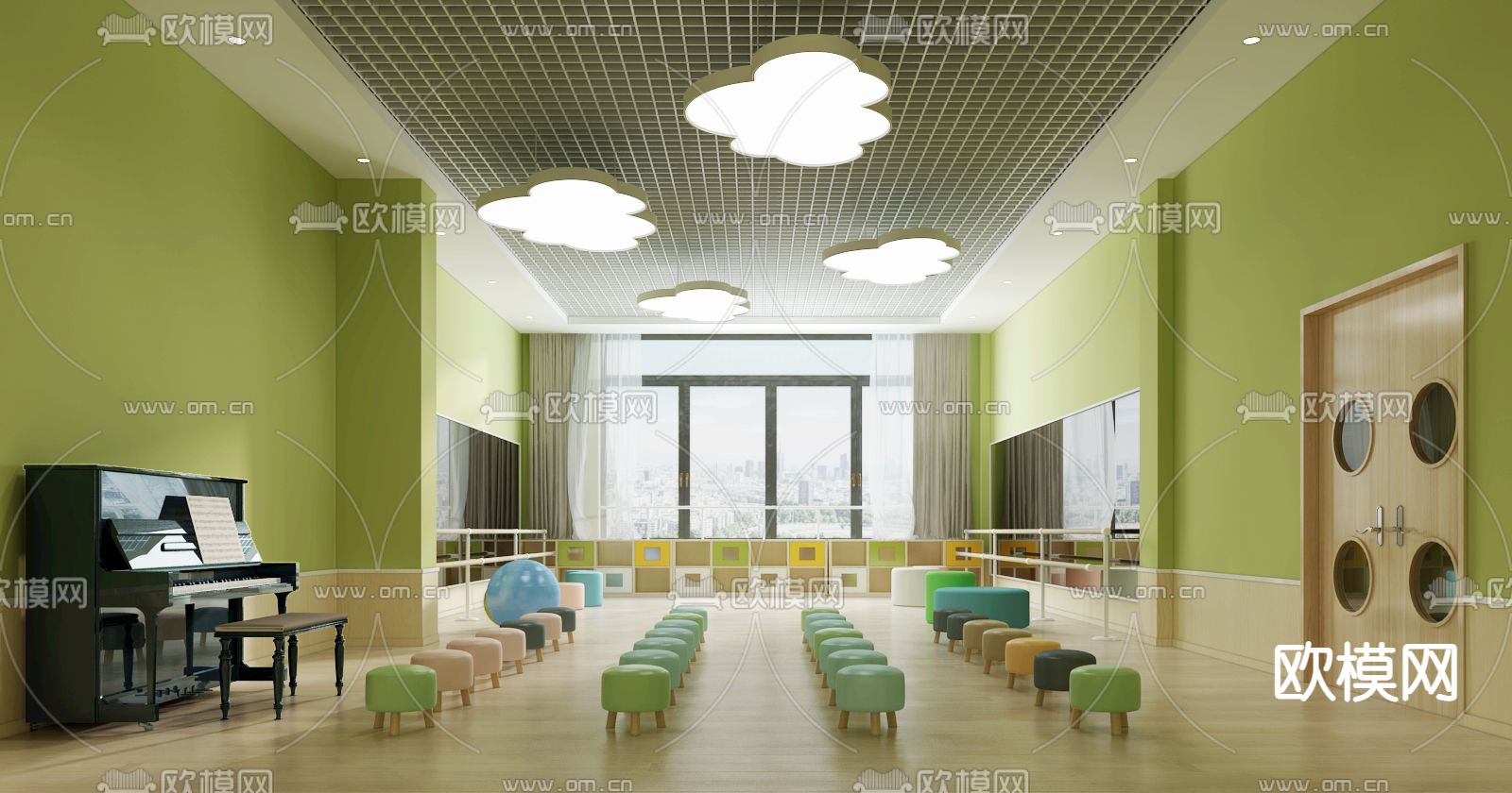 现代幼儿园教室3d模型下载（渲染图2）