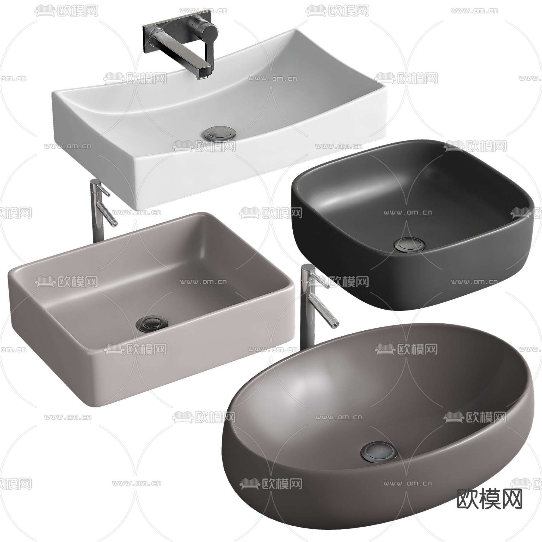 现代洗手盆台盆3d模型
