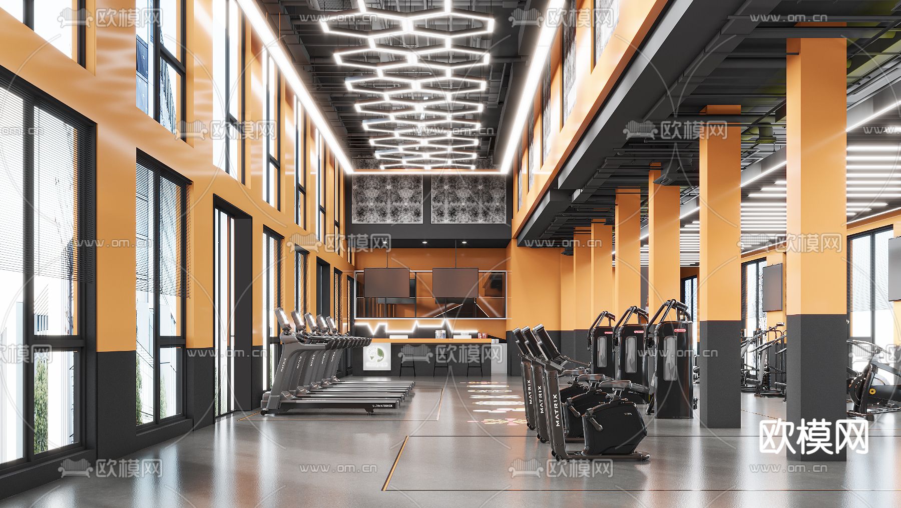 现代健身房3d模型下载（渲染图2）