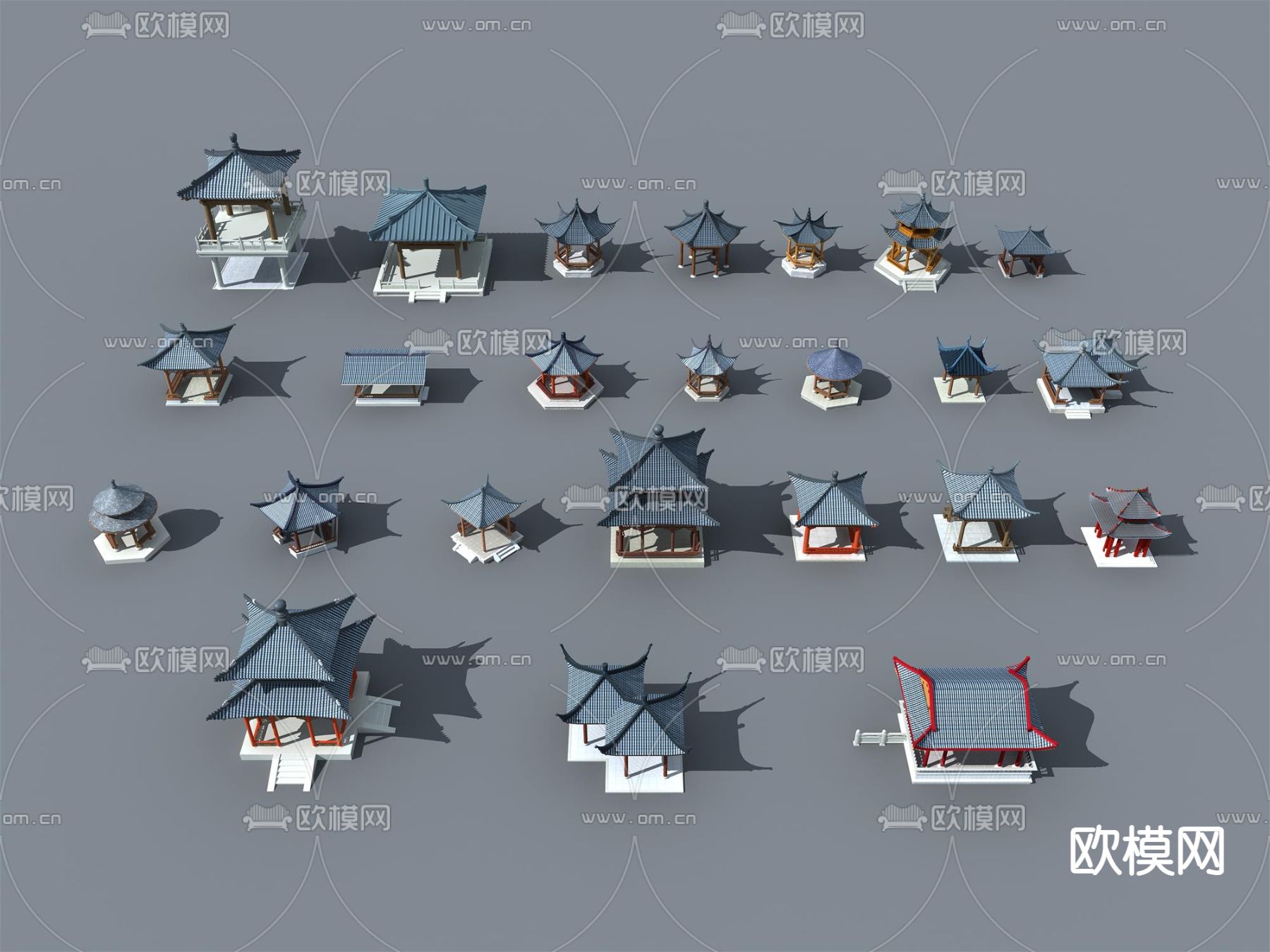 中式凉亭3d模型