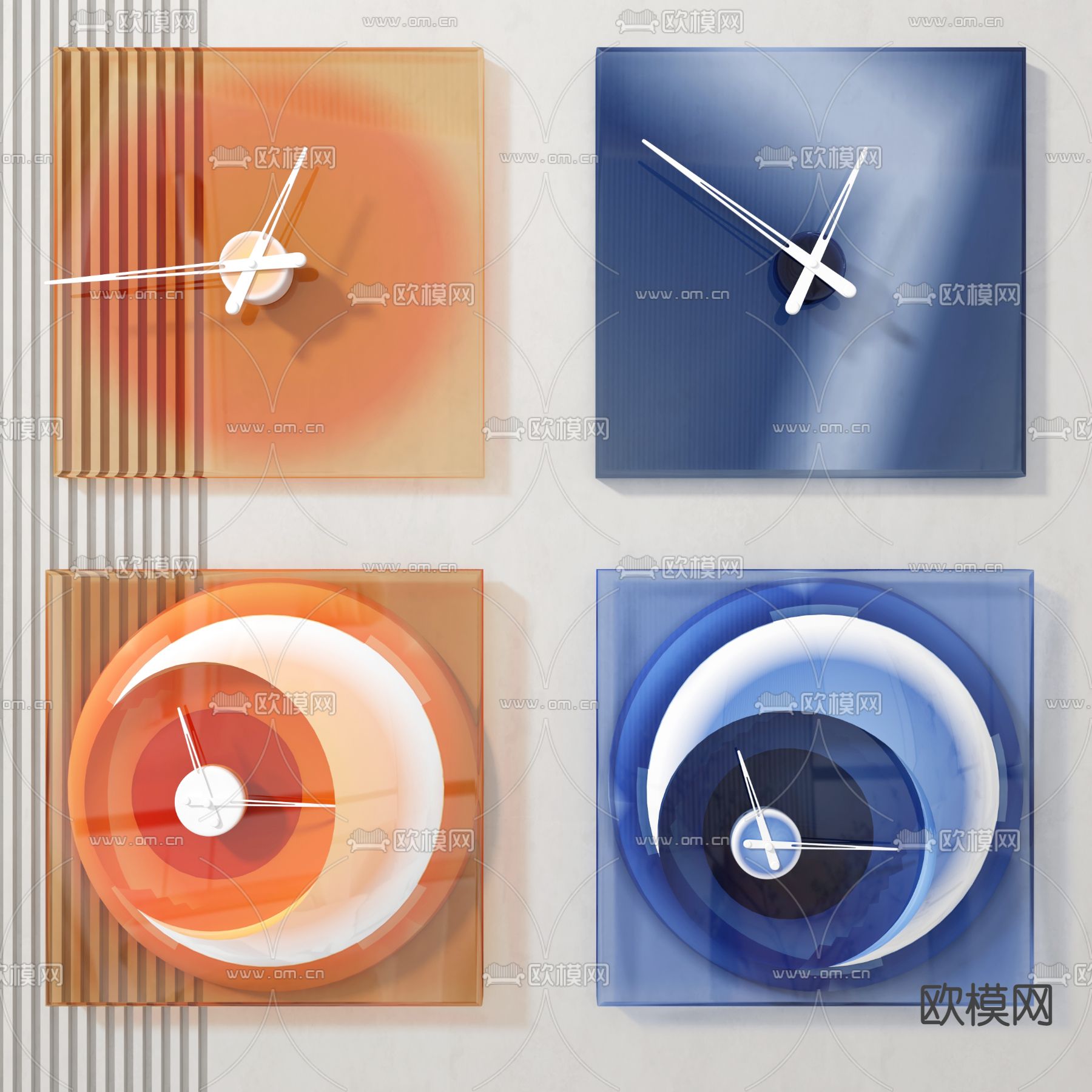 现代渐变轻奢挂钟3d模型下载