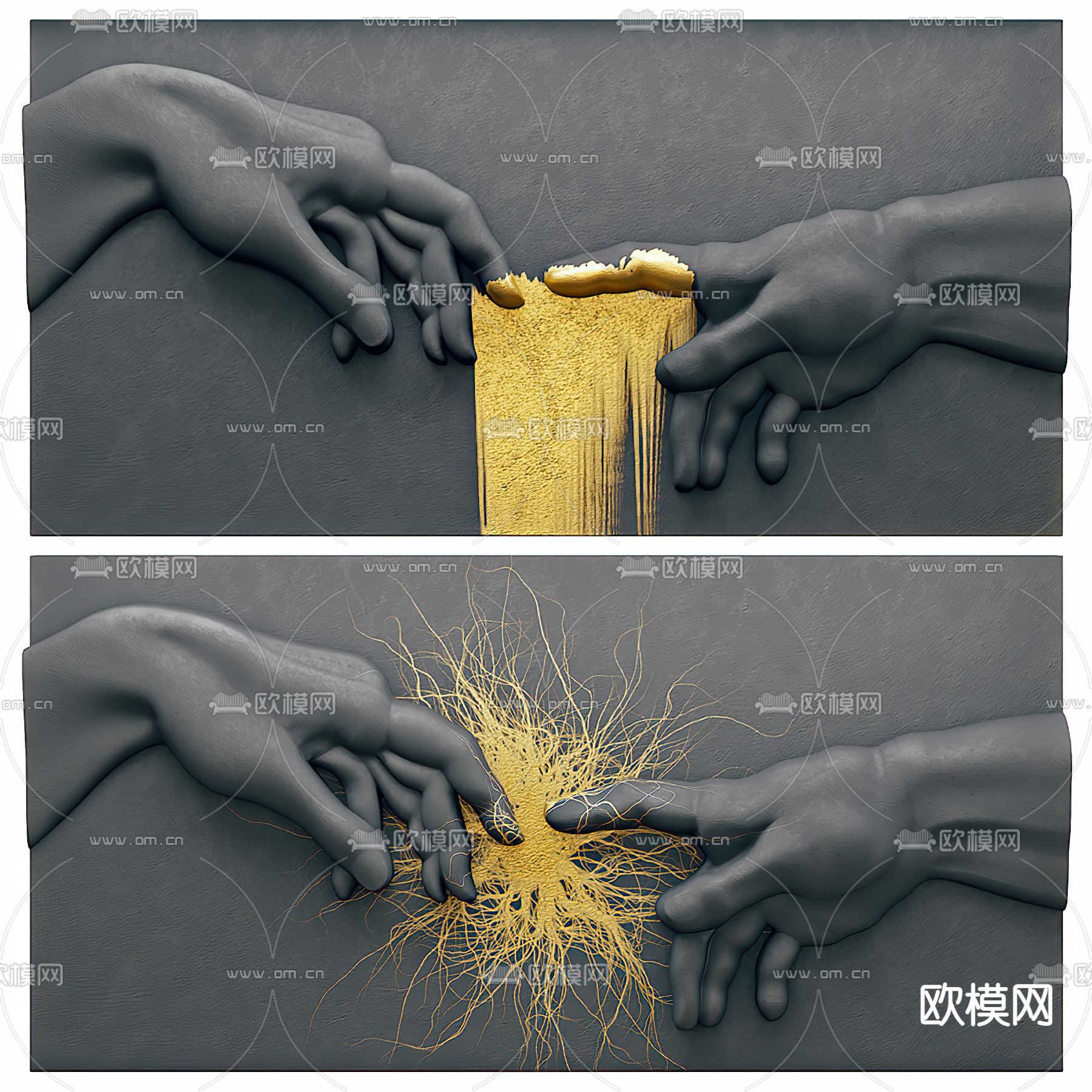 现代手浮雕3d模型