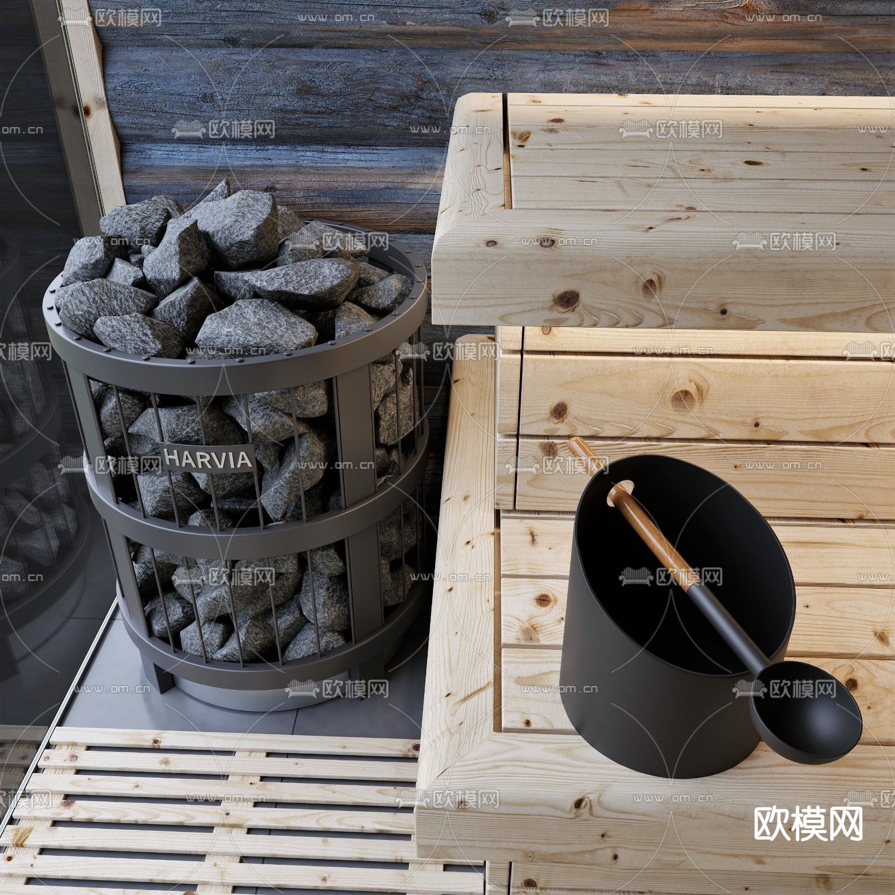 现代桑拿房汗蒸房3d模型