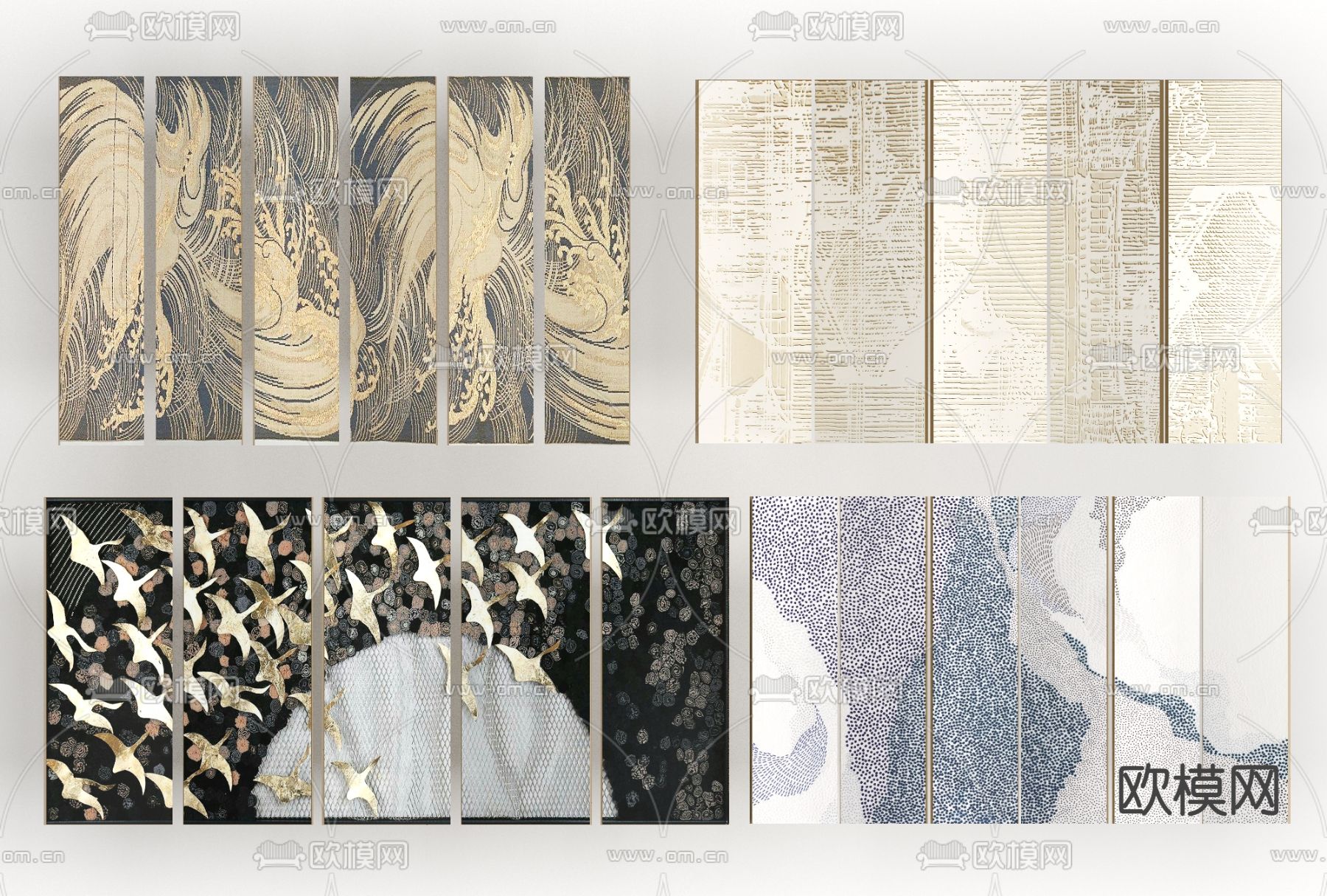 新中式隔断屏风免费3d模型下载