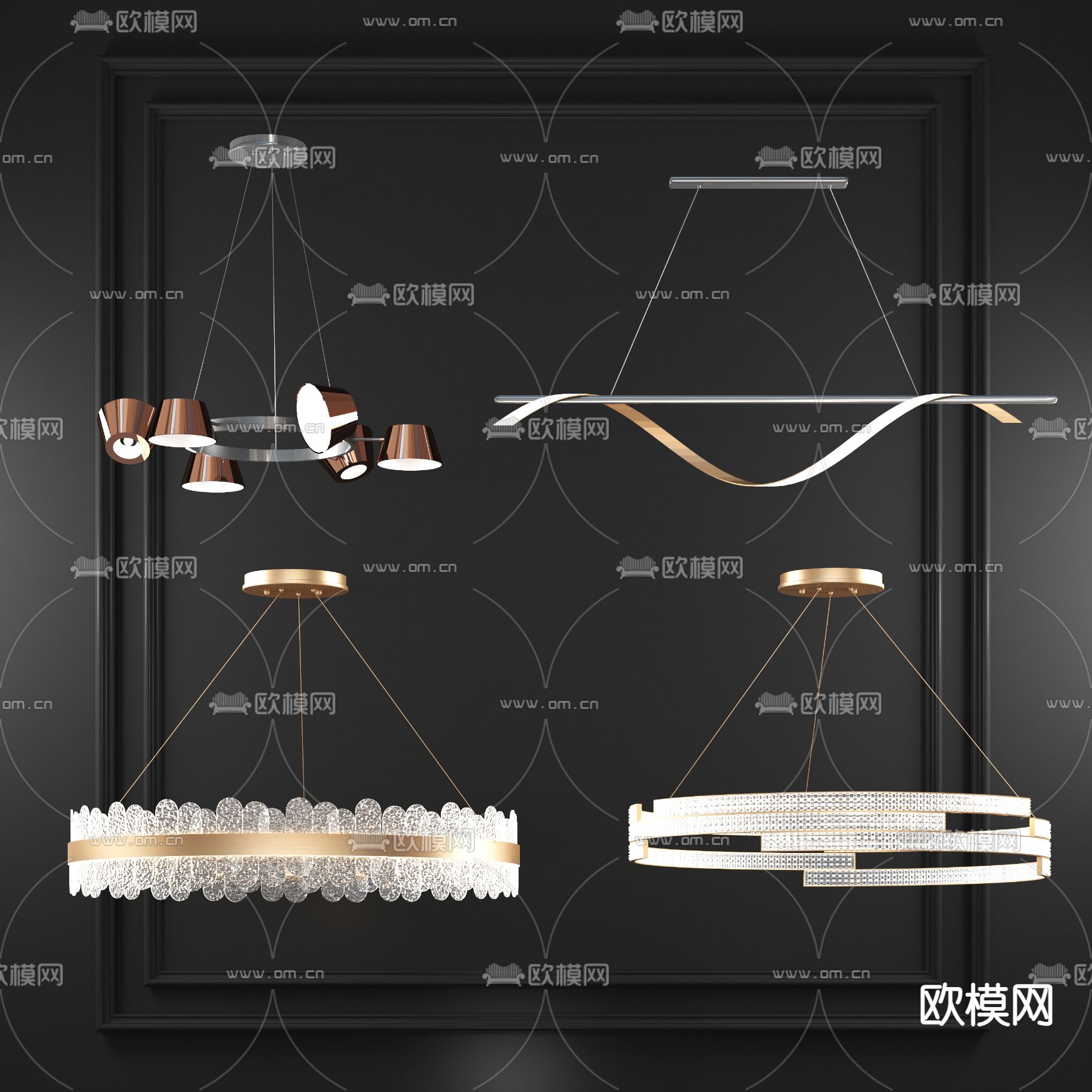 现代轻奢水晶吊灯3d模型下载