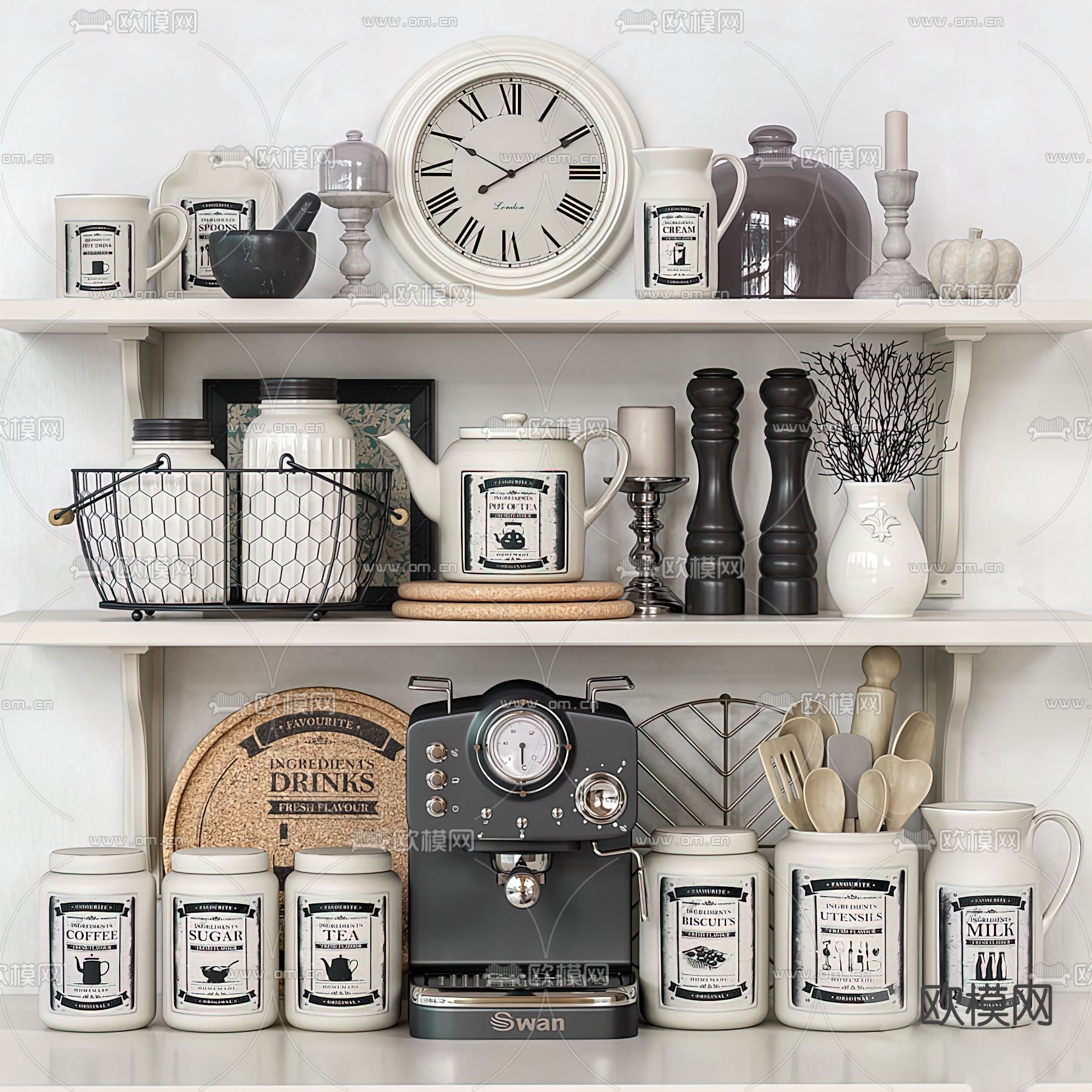 北欧调味瓶厨房器具3d模型下载