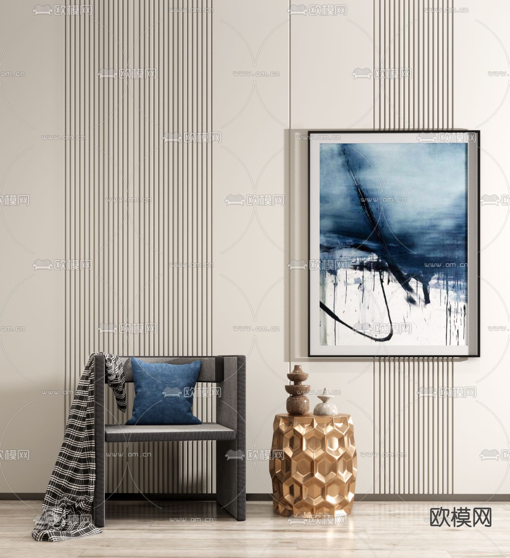 现代布艺休闲椅su模型