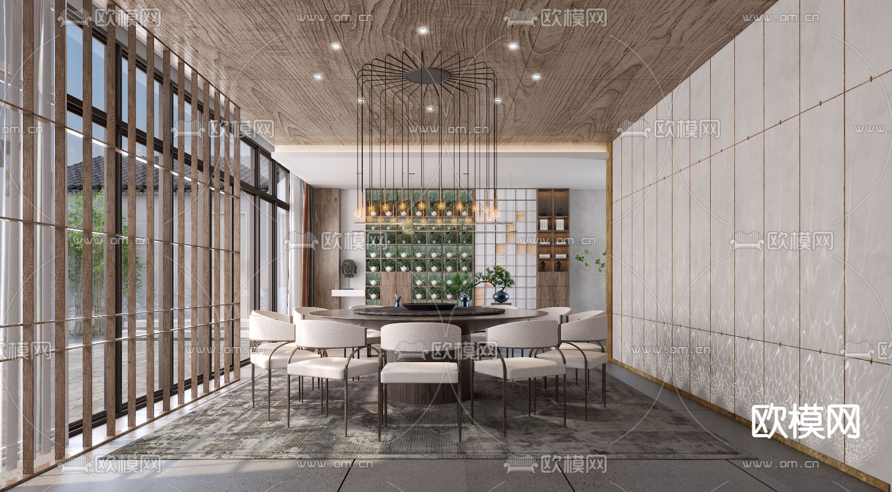 现代餐厅包房3d模型下载