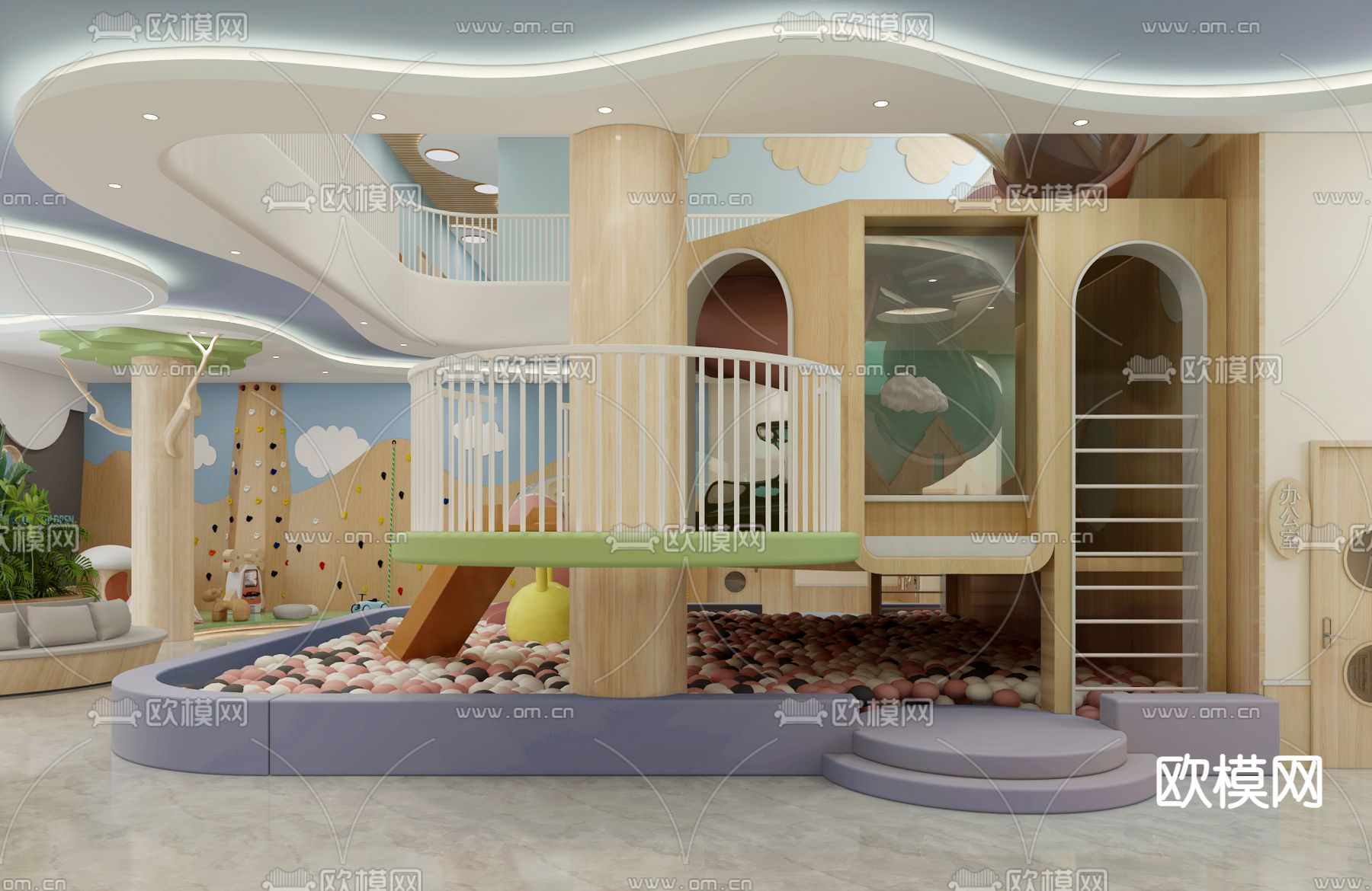 现代幼儿园大厅3d模型