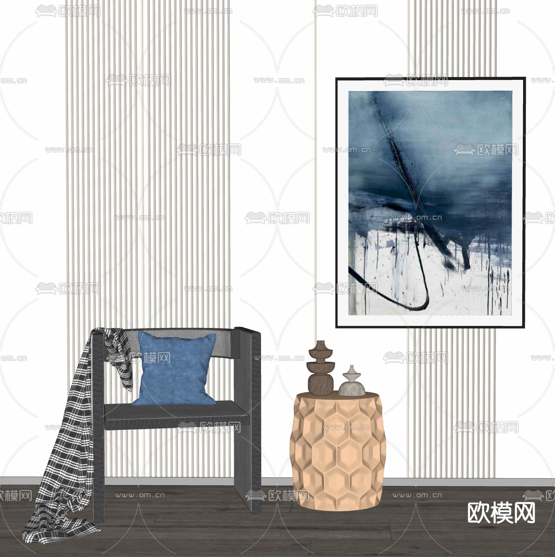 现代布艺休闲椅su模型