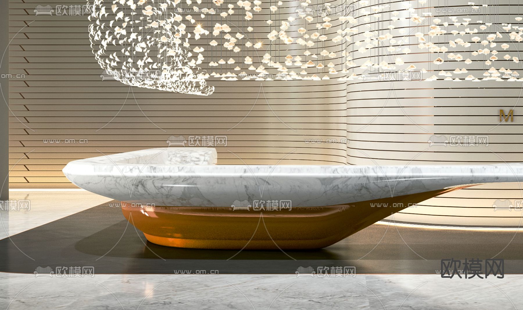 现代异形接待台3d模型下载（渲染图2）