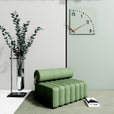  现代绒布休闲沙发su模型 