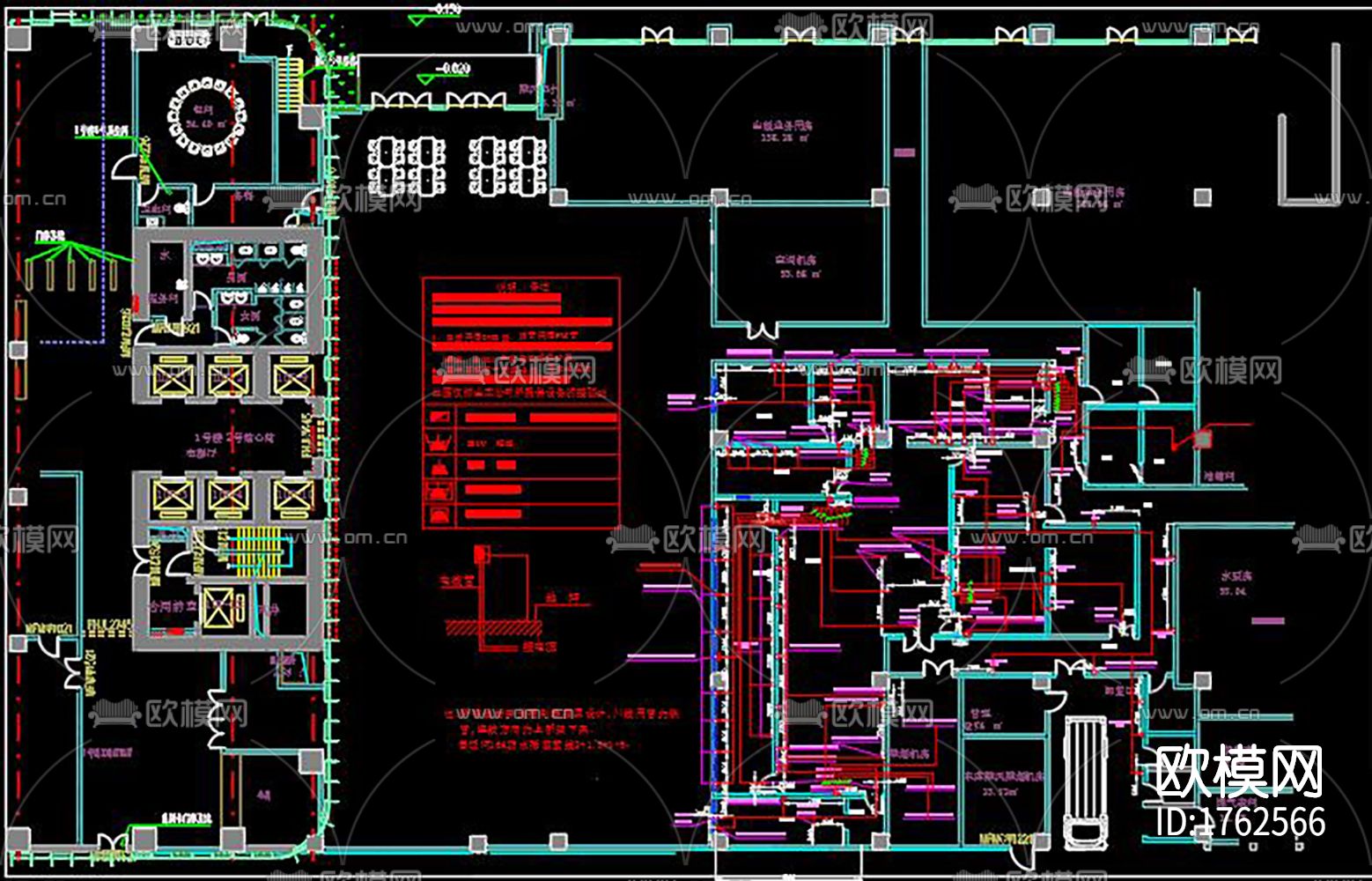 餐厅cad施工图下载（渲染图2）