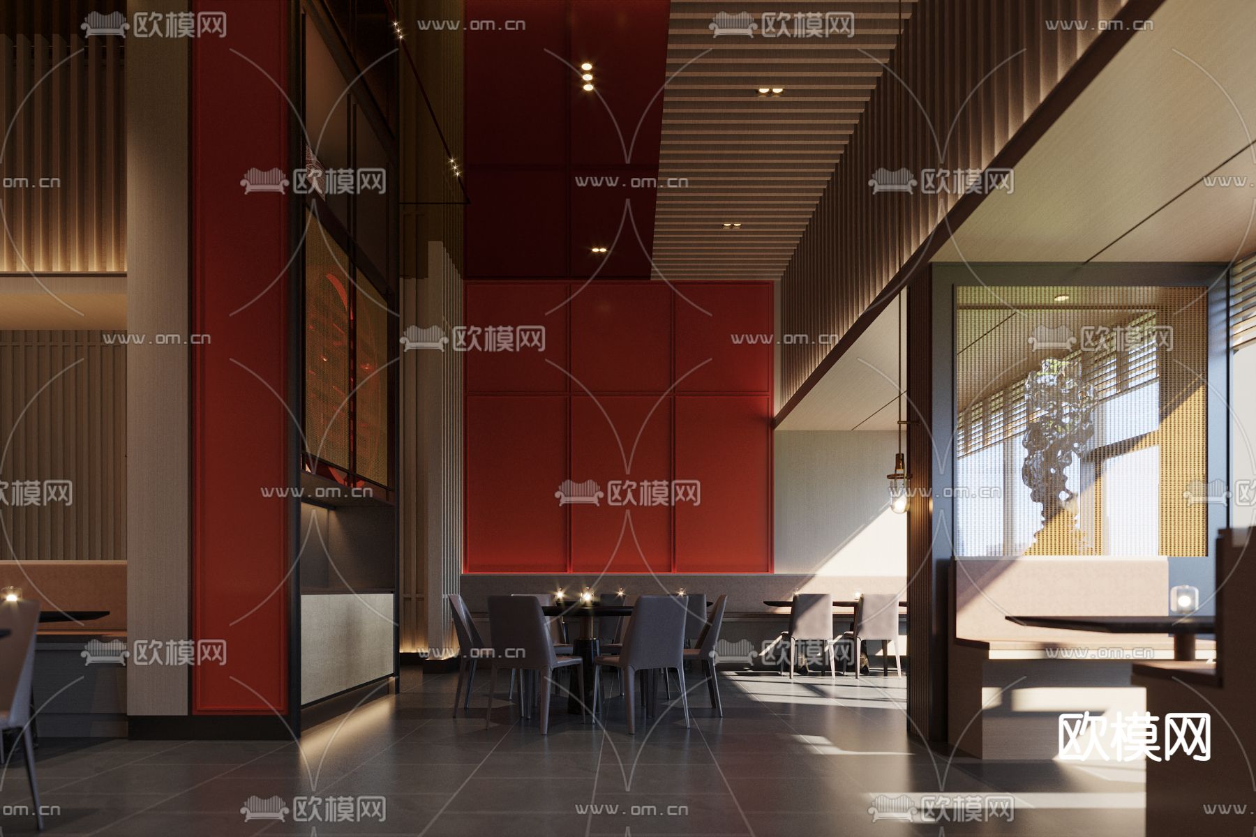 新中式主题餐厅3d模型