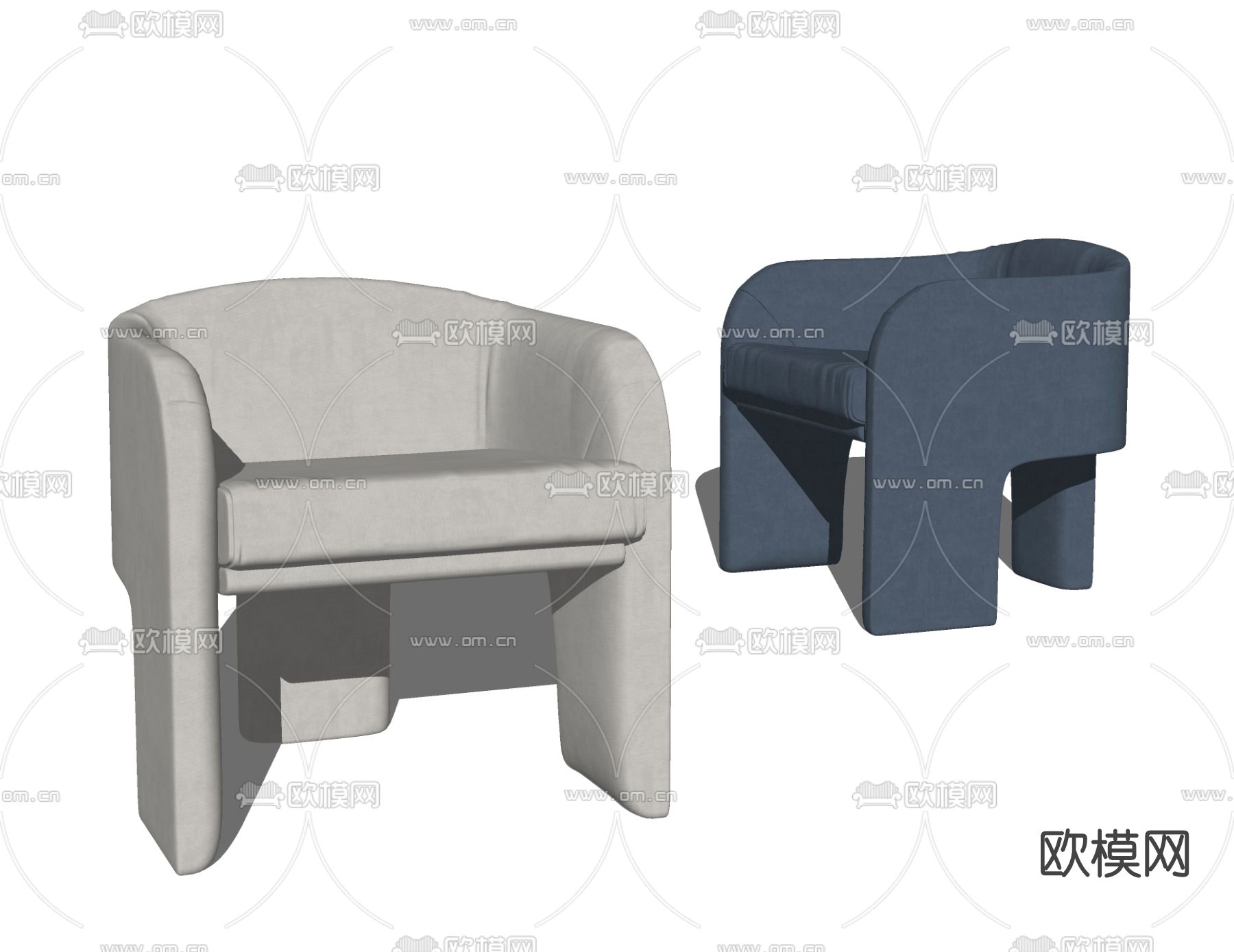 现代布艺休闲椅su模型