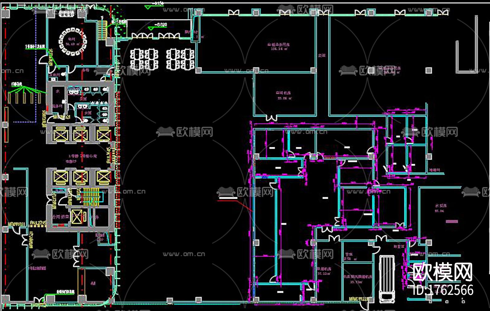 餐厅cad施工图下载（渲染图3）