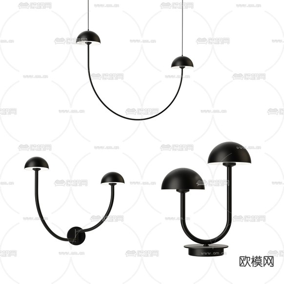 现代吊灯壁灯3d模型下载