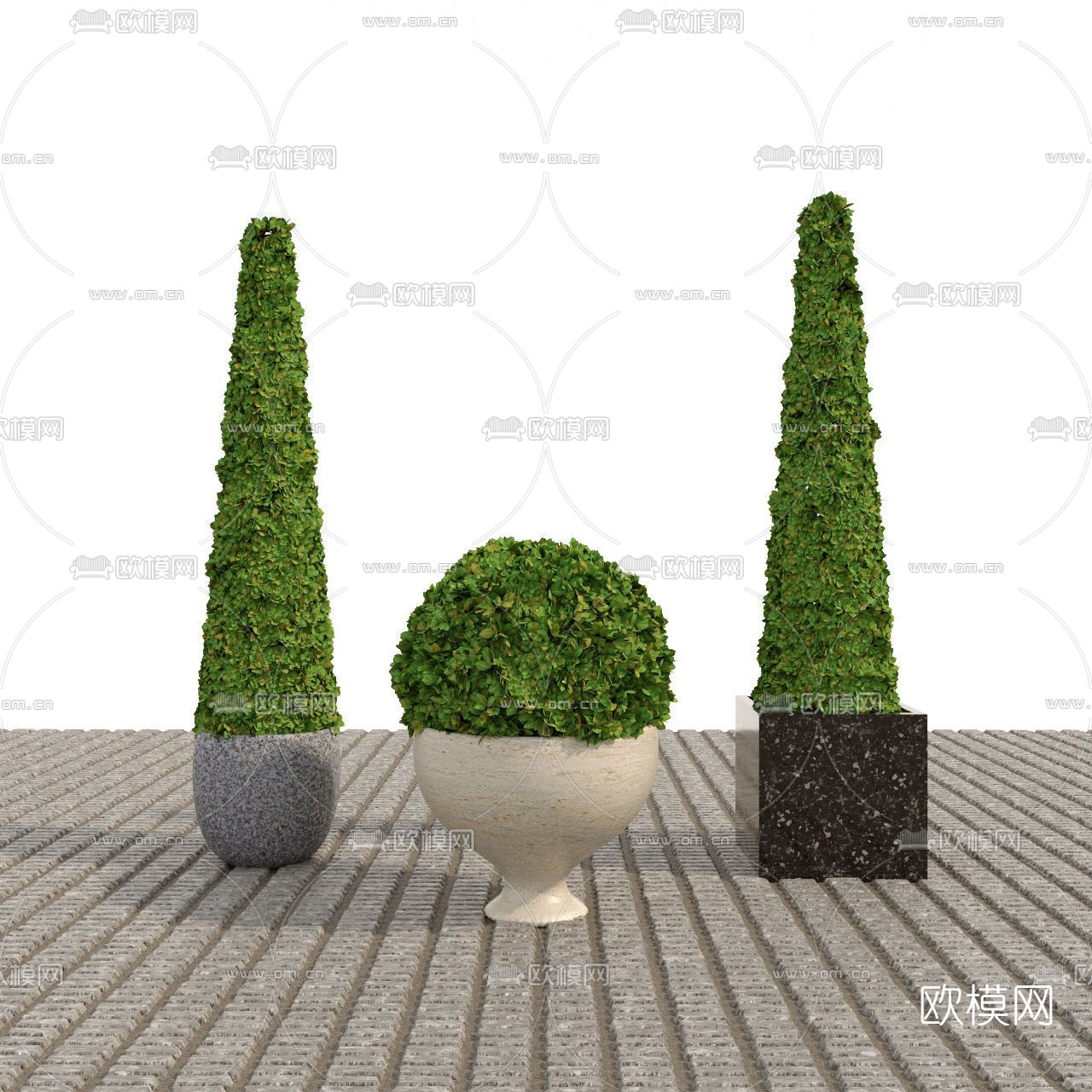 现代景观盆栽免费3d模型下载