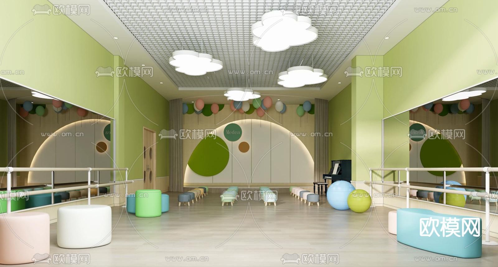 现代幼儿园教室3d模型下载（渲染图1）